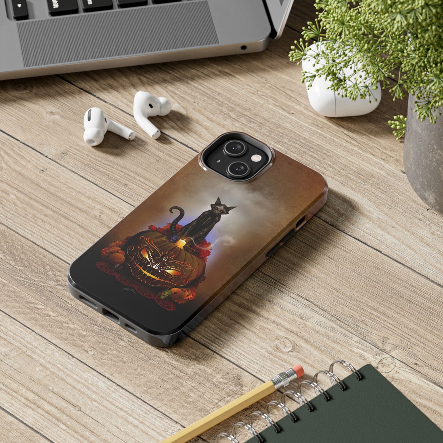 Día De Los Meowtos phone case gift — original Day of the Dead art by Mister Sam Shearon