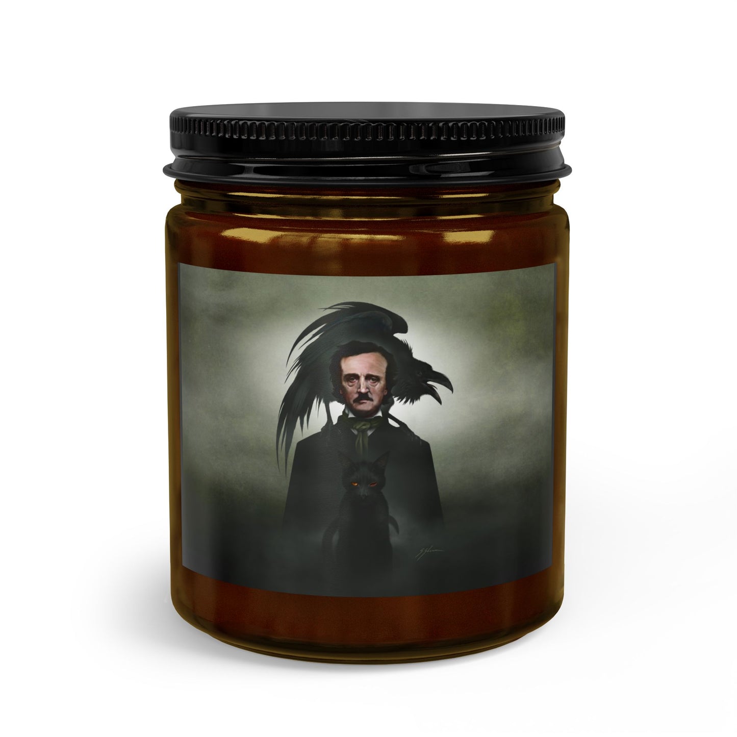 Edgar Allan Poe candle gift set flat lay — Mister Sam Shearon literary dark art
