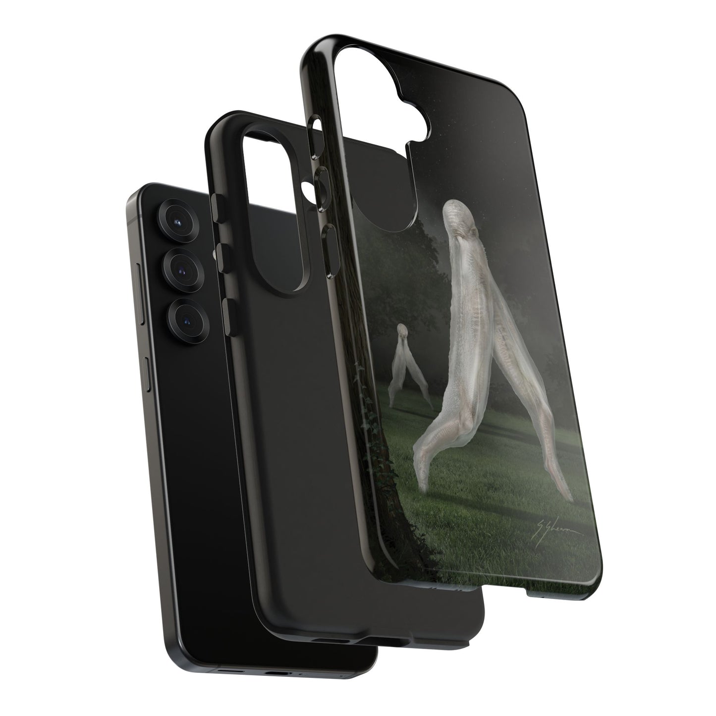 Nightcrawler phone case by Mister Sam Shearon — iPhone, Samsung, dark art, cryptid, creepypasta, paranormal, horror, human-made, non-AI.