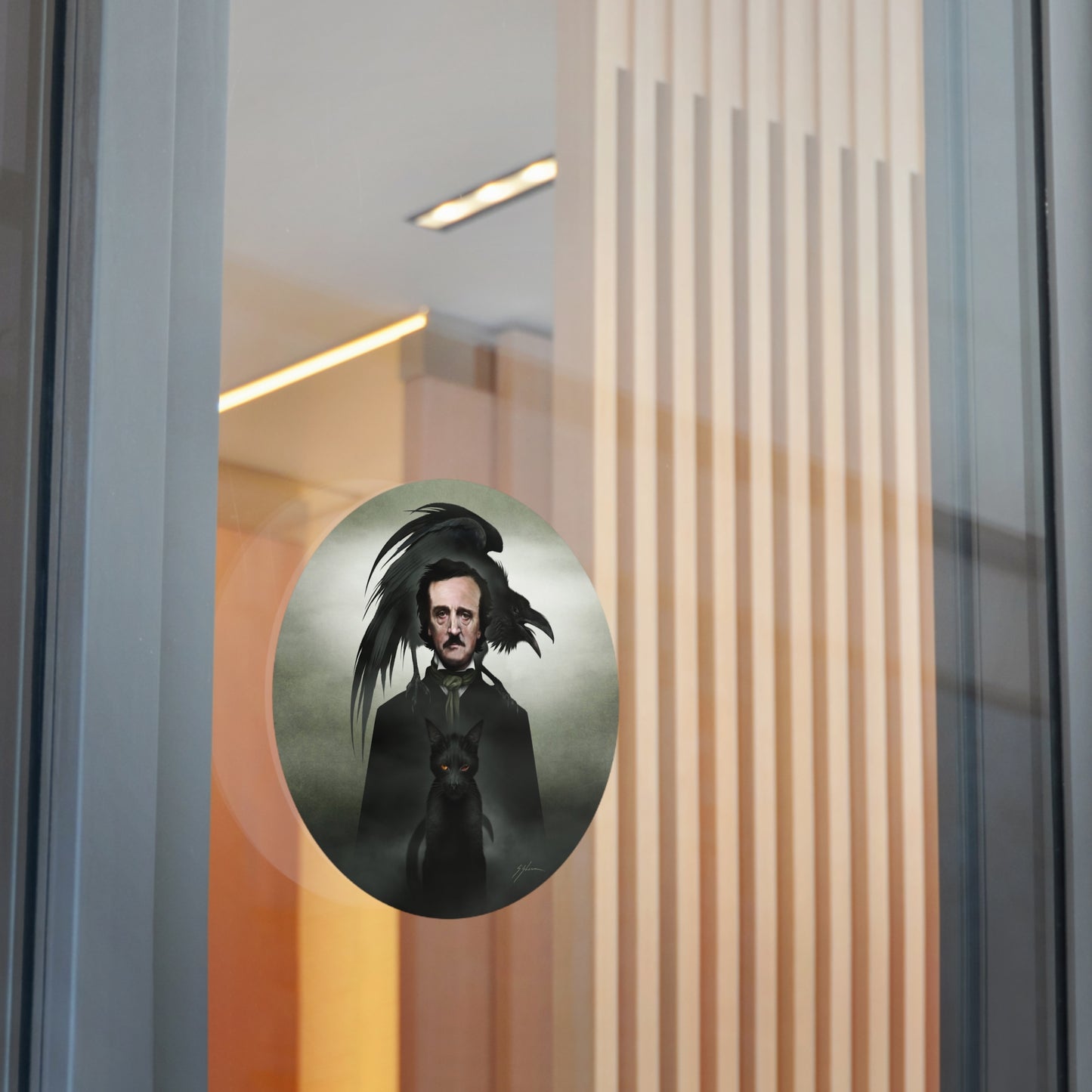 Edgar Allan Poe round vinyl sticker — Mister Sam Shearon nevermore gothic dark art gift