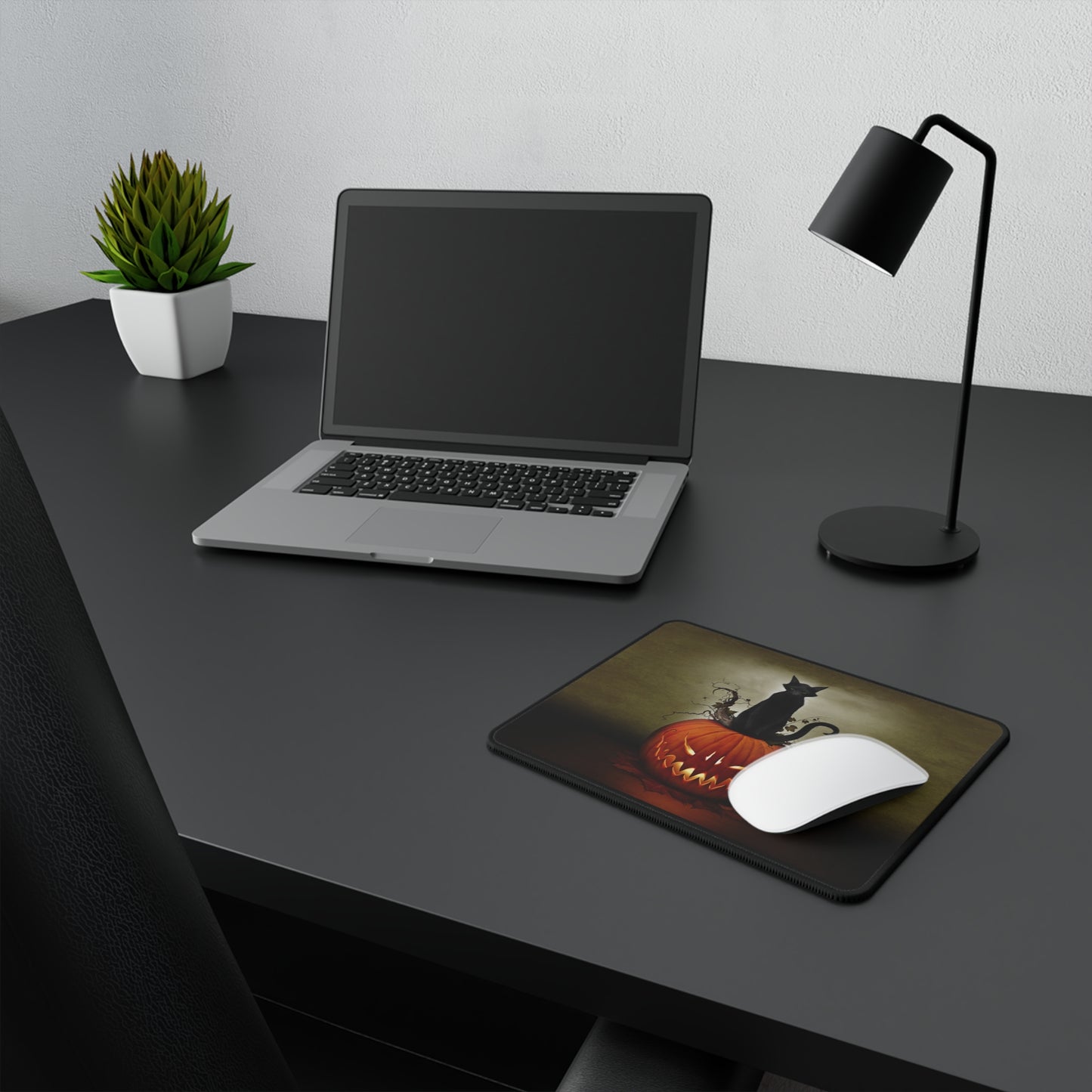 Cat O' Lantern mouse pad packaging — Halloween desk accessory by Mister Sam Shearon