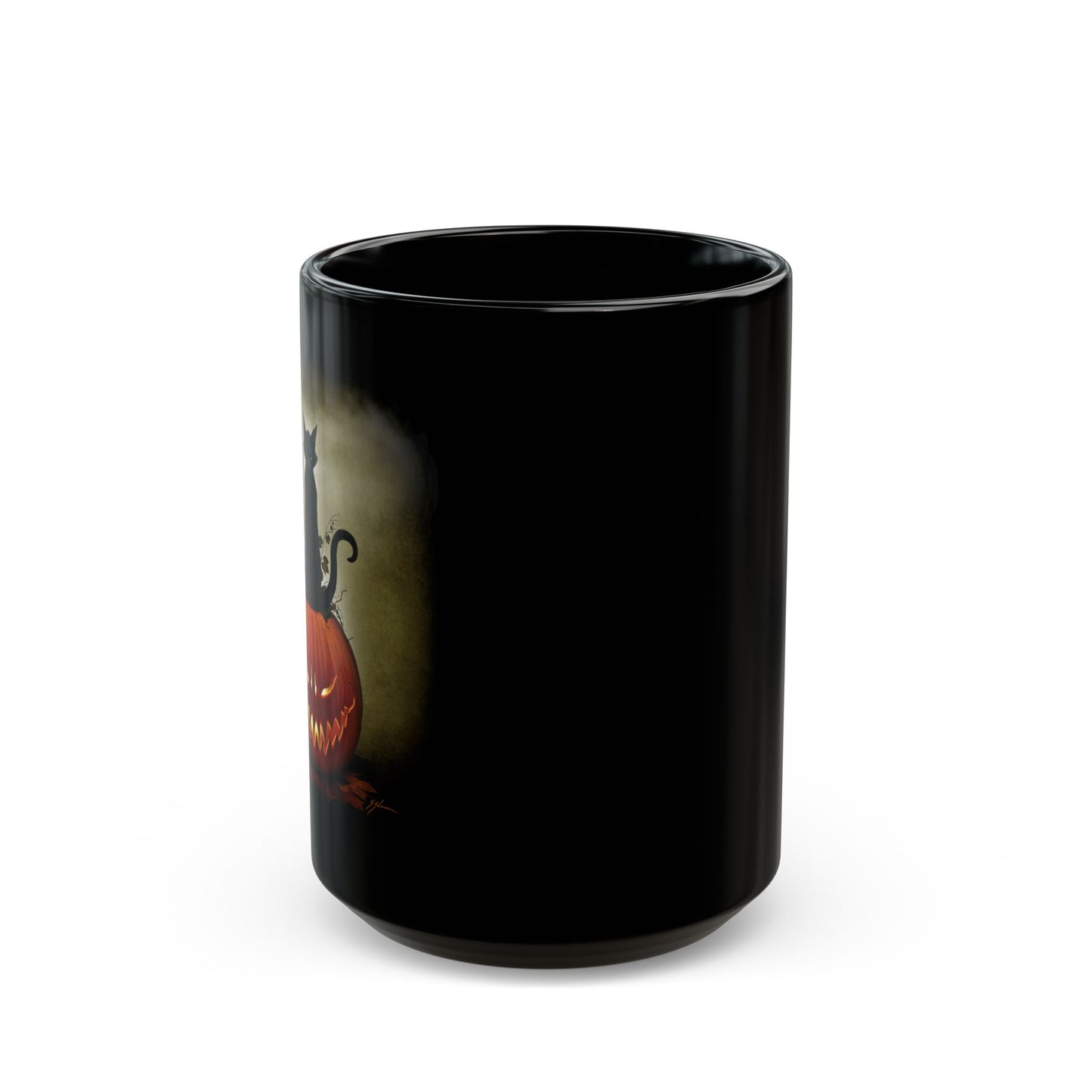 Cat O' Lantern gothic horror mug 15oz — dark art collectible Halloween gift by Mister Sam Shearon