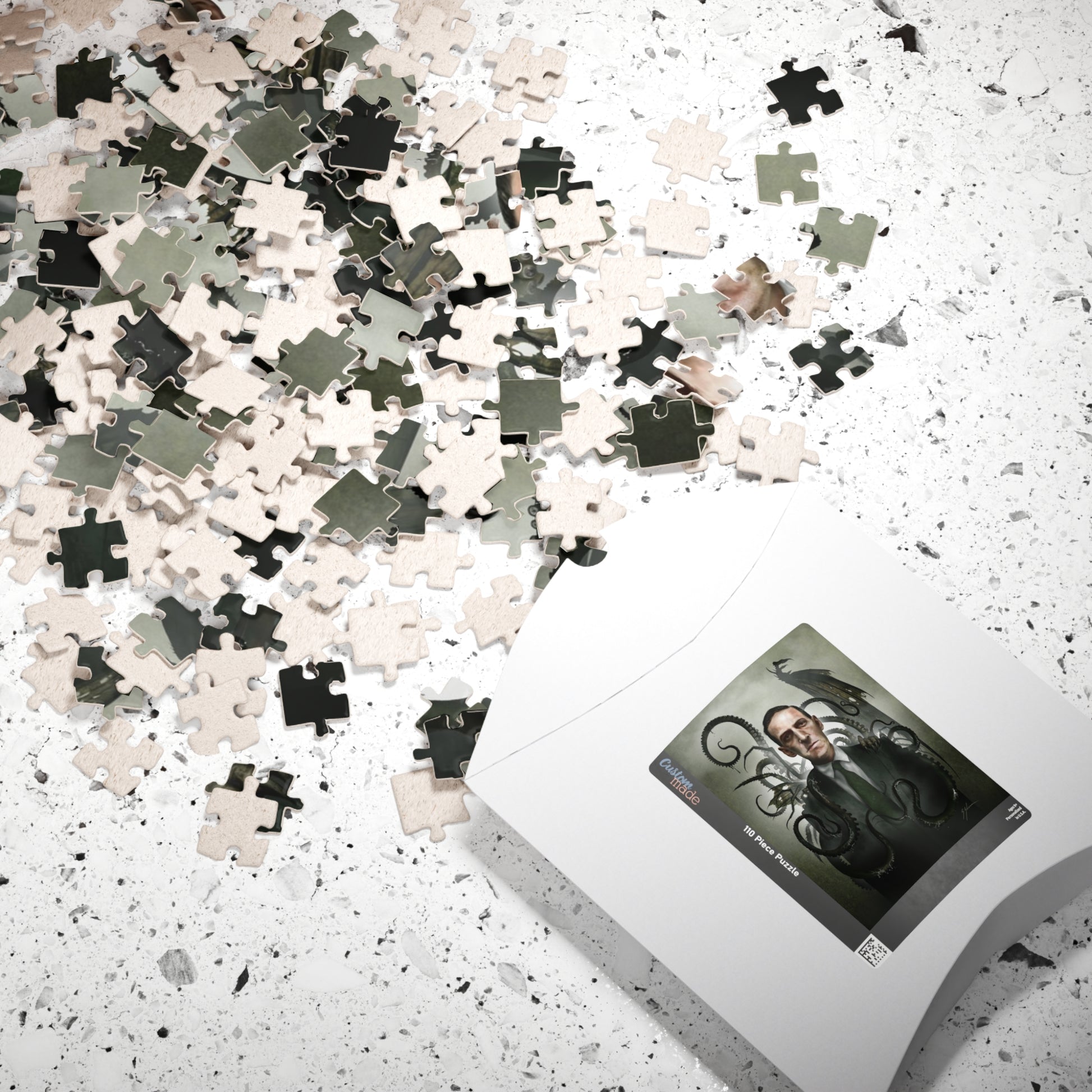 H.P. Lovecraft jigsaw puzzle by Mister Sam Shearon — Cthulhu cosmic horror gothic dark art, eldritch horror, human-made, non-AI. 