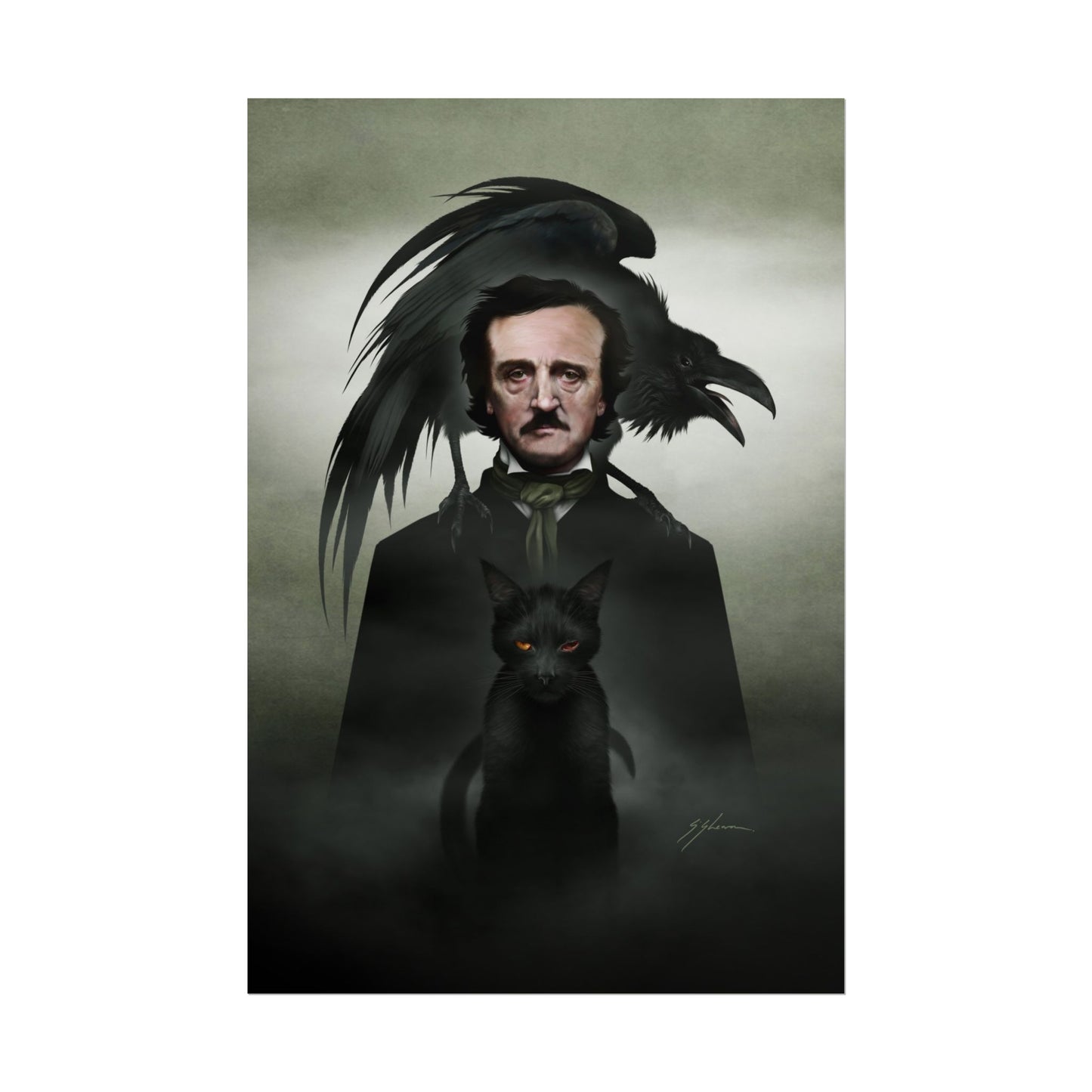 Edgar Allan Poe poster 11x14 — gothic horror dark art by Mister Sam Shearon