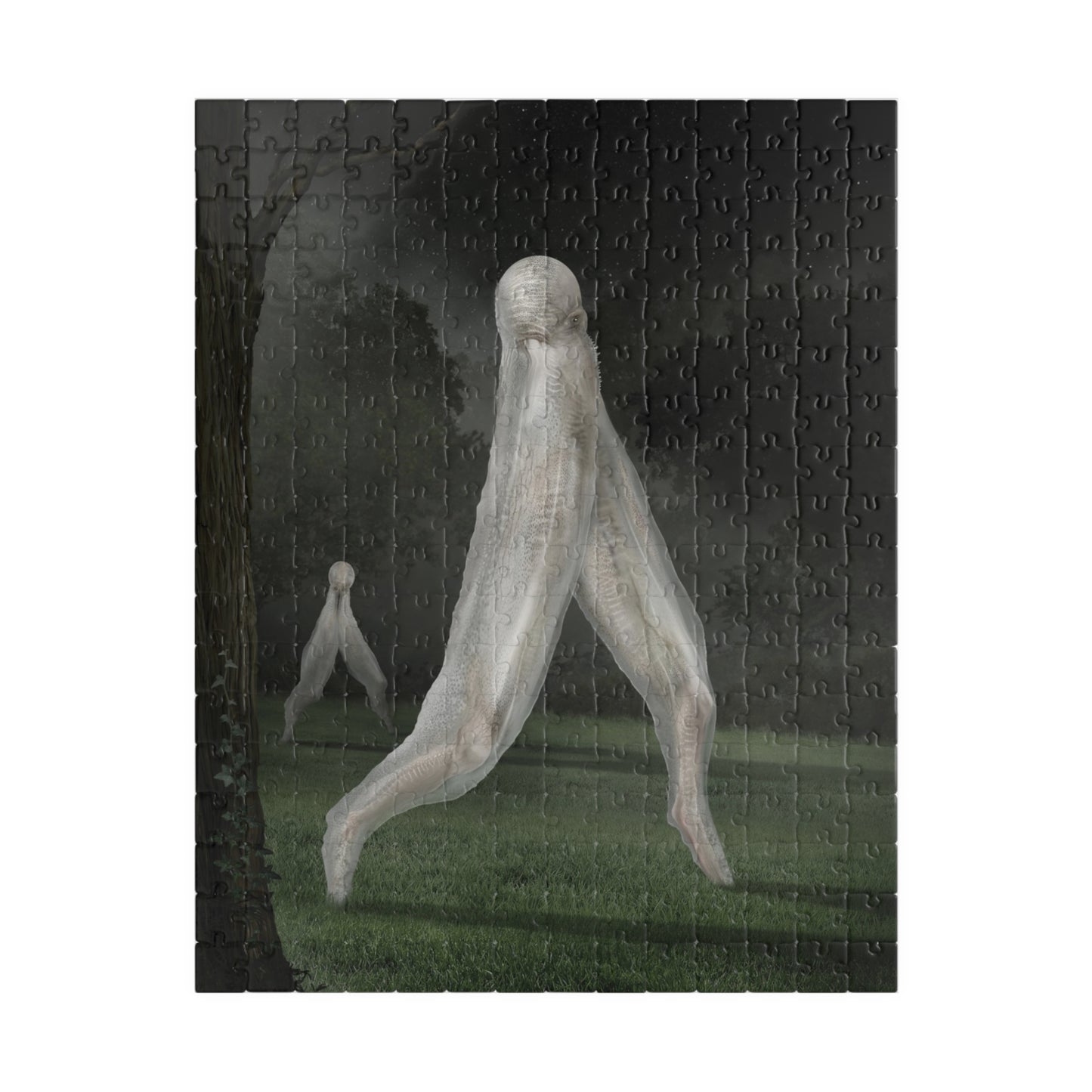 Nightcrawler jigsaw puzzle by Mister Sam Shearon — dark art, cryptid, creepypasta, paranormal, horror, human-made, non-AI. 