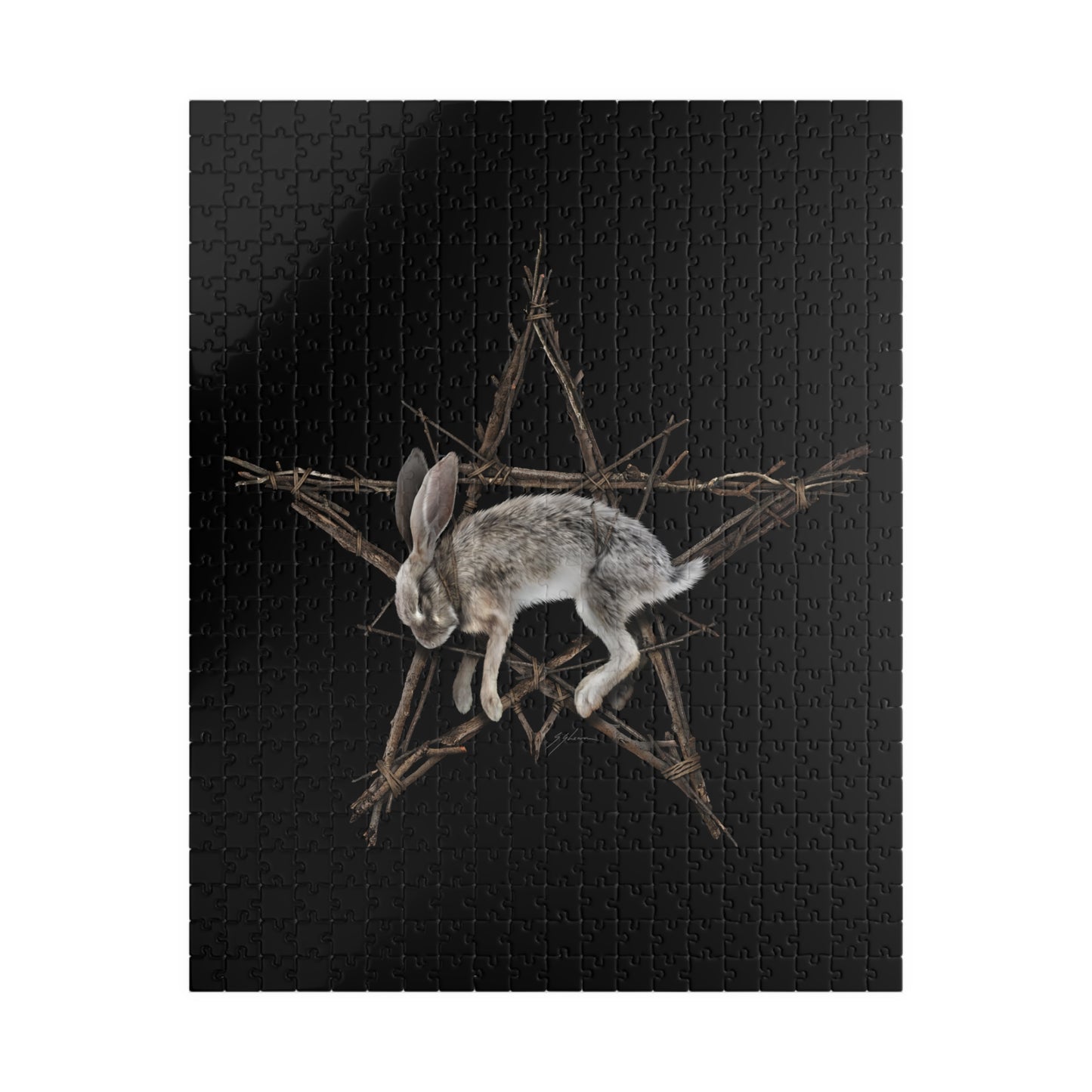 Fallen Star witchcraft puzzle — rabbit pentagram dark folk art by Mister Sam Shearon