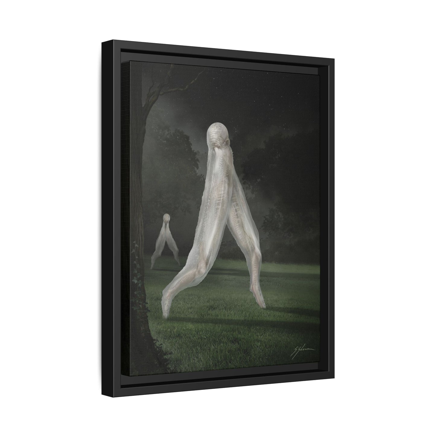 Nightcrawler canvas 18x24 — large cryptid dark art framed canvas by Mister Sam Shearon