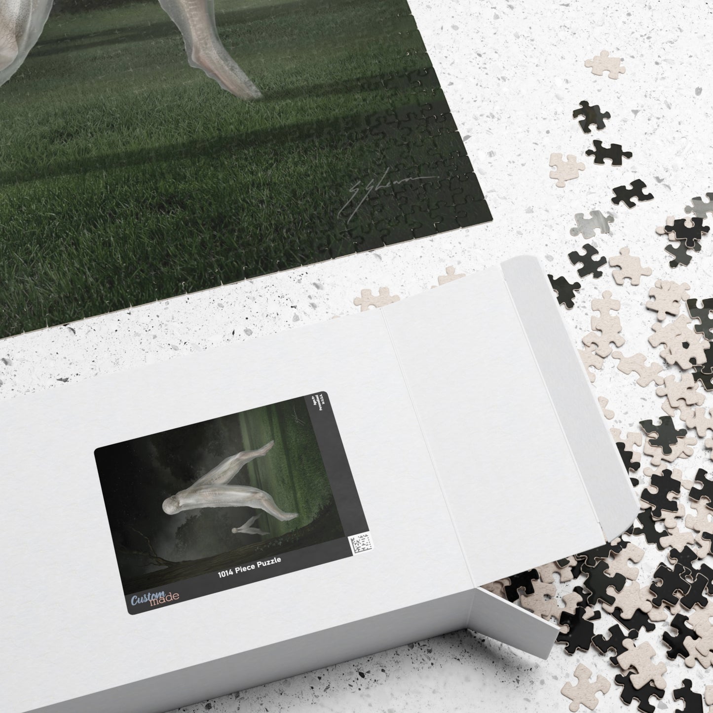 Nightcrawler jigsaw puzzle by Mister Sam Shearon — dark art, cryptid, creepypasta, paranormal, horror, human-made, non-AI. 