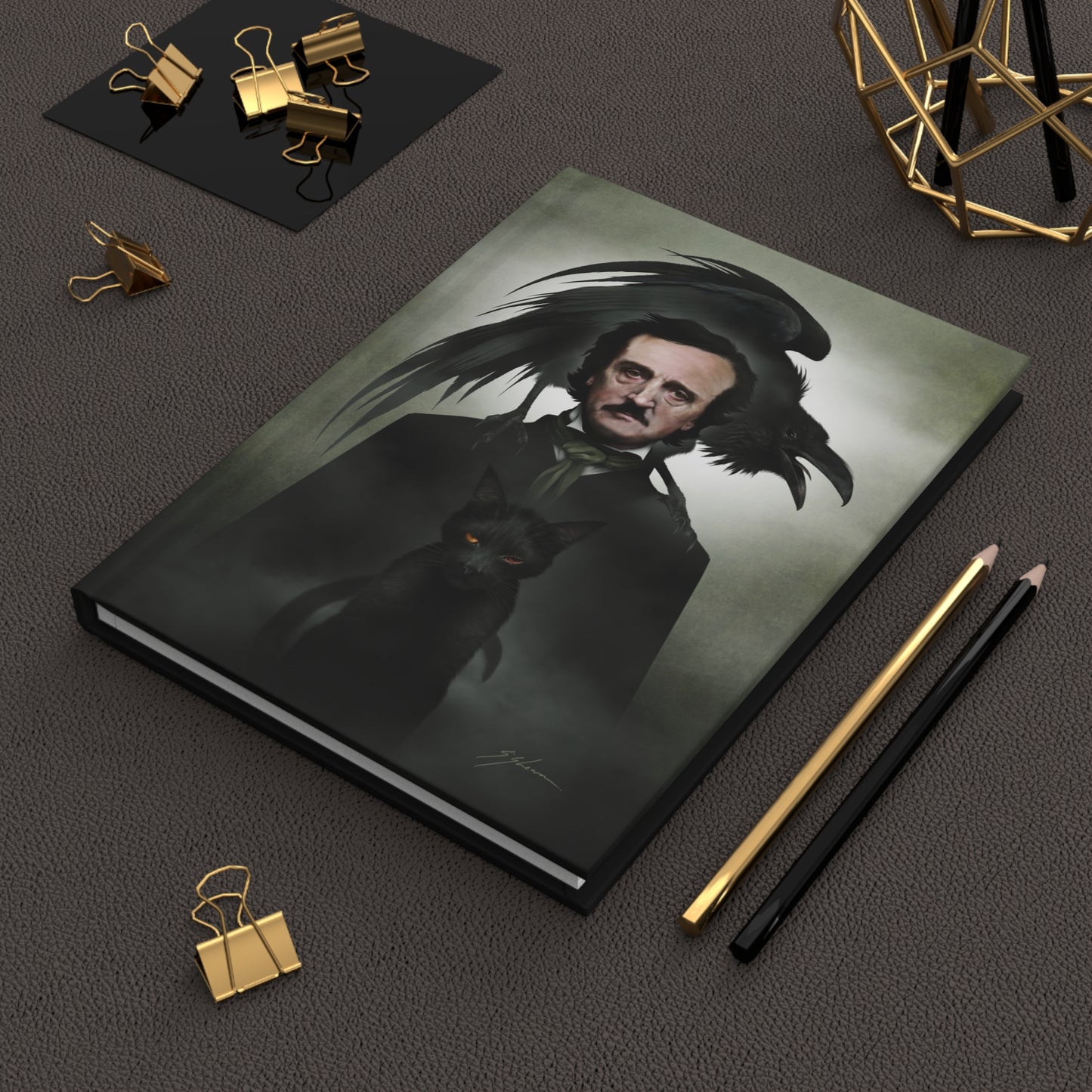 Edgar Allan Poe matte journal cover — Victorian horror dark art by Mister Sam Shearon