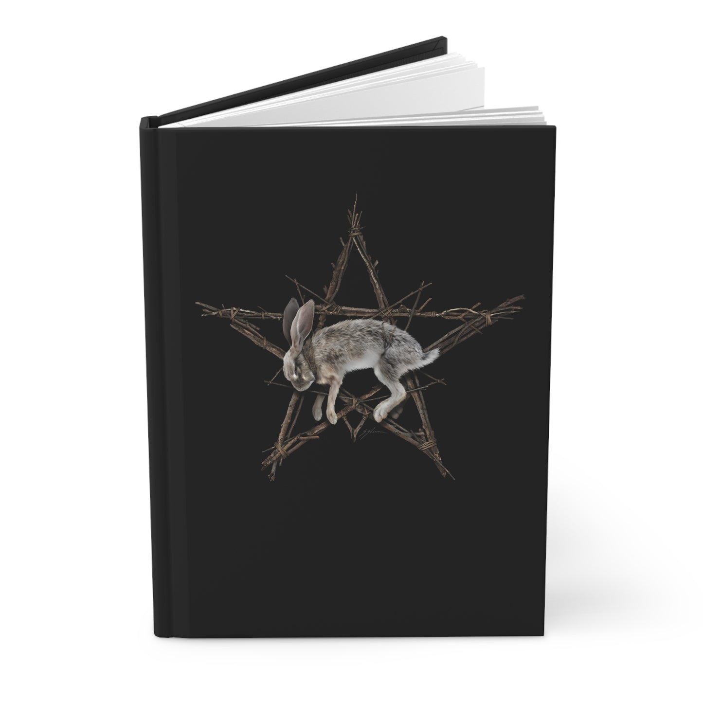 Fallen Star witchcraft hardcover journal — rabbit pentagram dark folk art by Mister Sam Shearon
