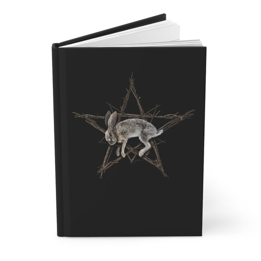 Fallen Star witchcraft hardcover journal — rabbit pentagram dark folk art by Mister Sam Shearon