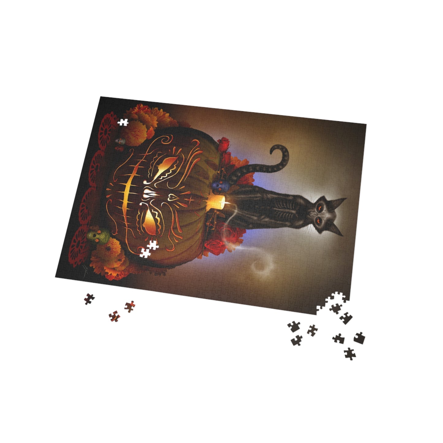 Día De Los Meowtos puzzle mat black gift box — Mister Sam Shearon dark art collectible