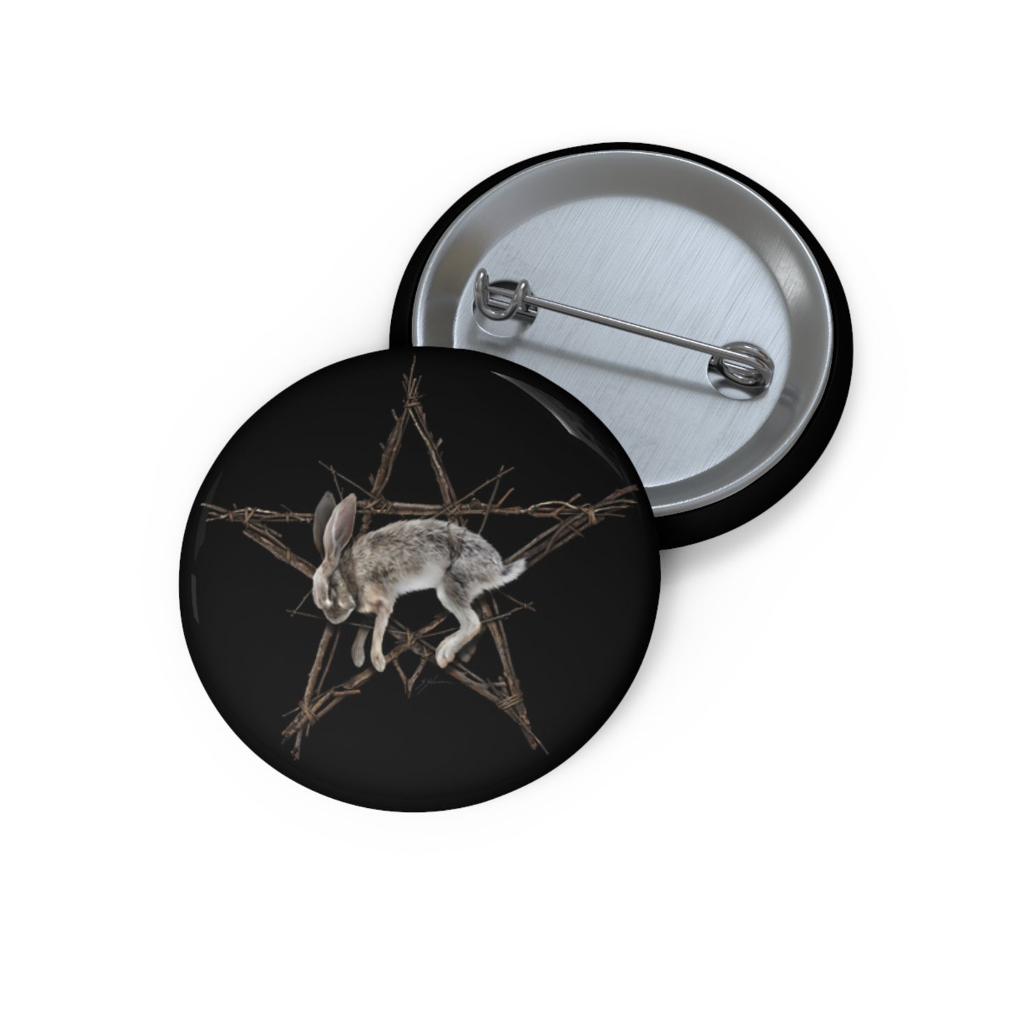 Fallen Star custom pin button — original witchcraft dark art by Mister Sam Shearon