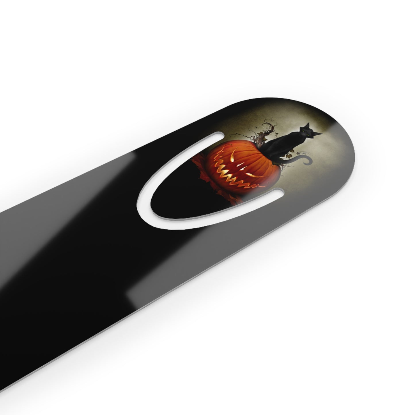 Cat O' Lantern bookmark in book — original dark art gift by Mister Sam Shearon