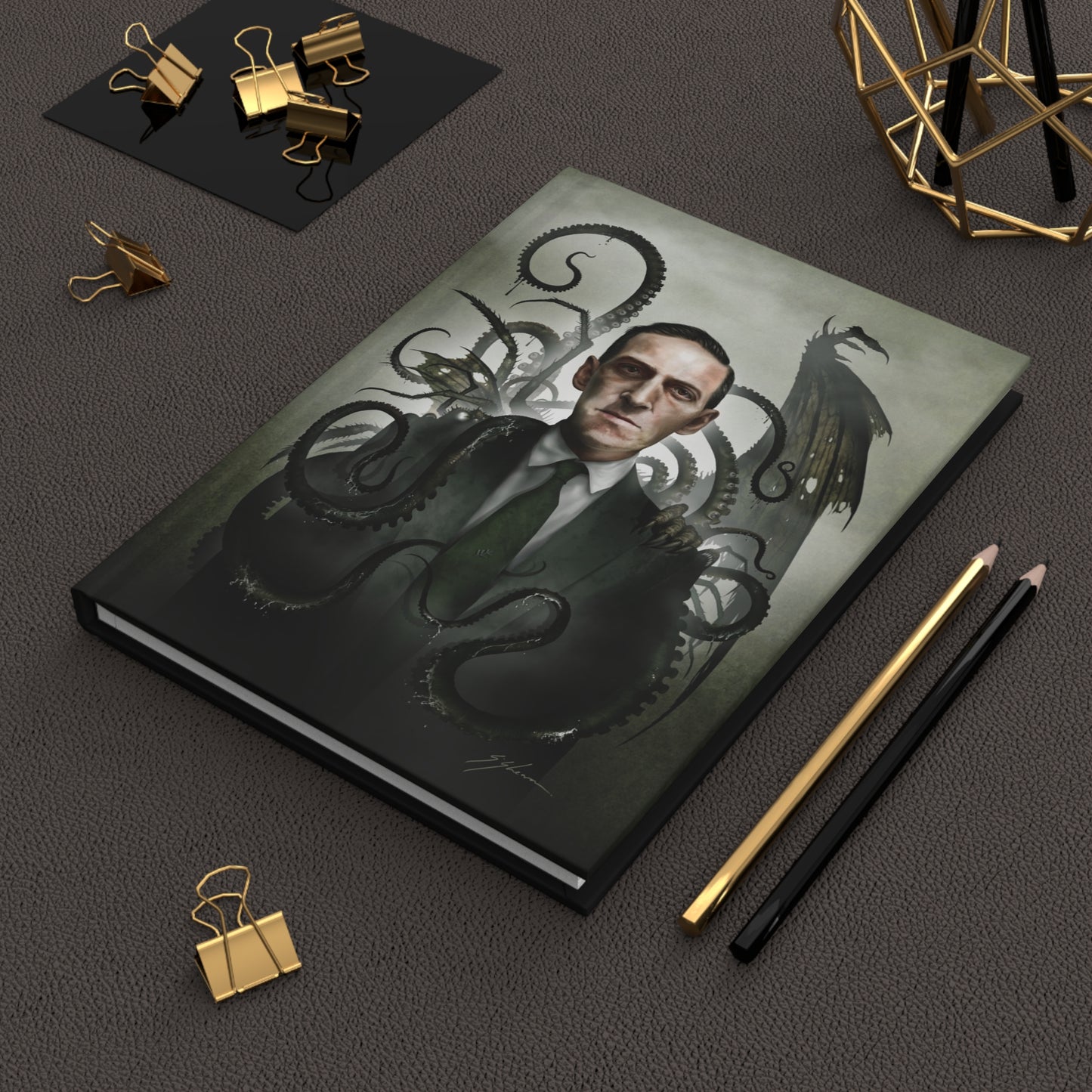 H.P. Lovecraft matte journal front cover — Cthulhu eldritch horror dark art by Mister Sam Shearon