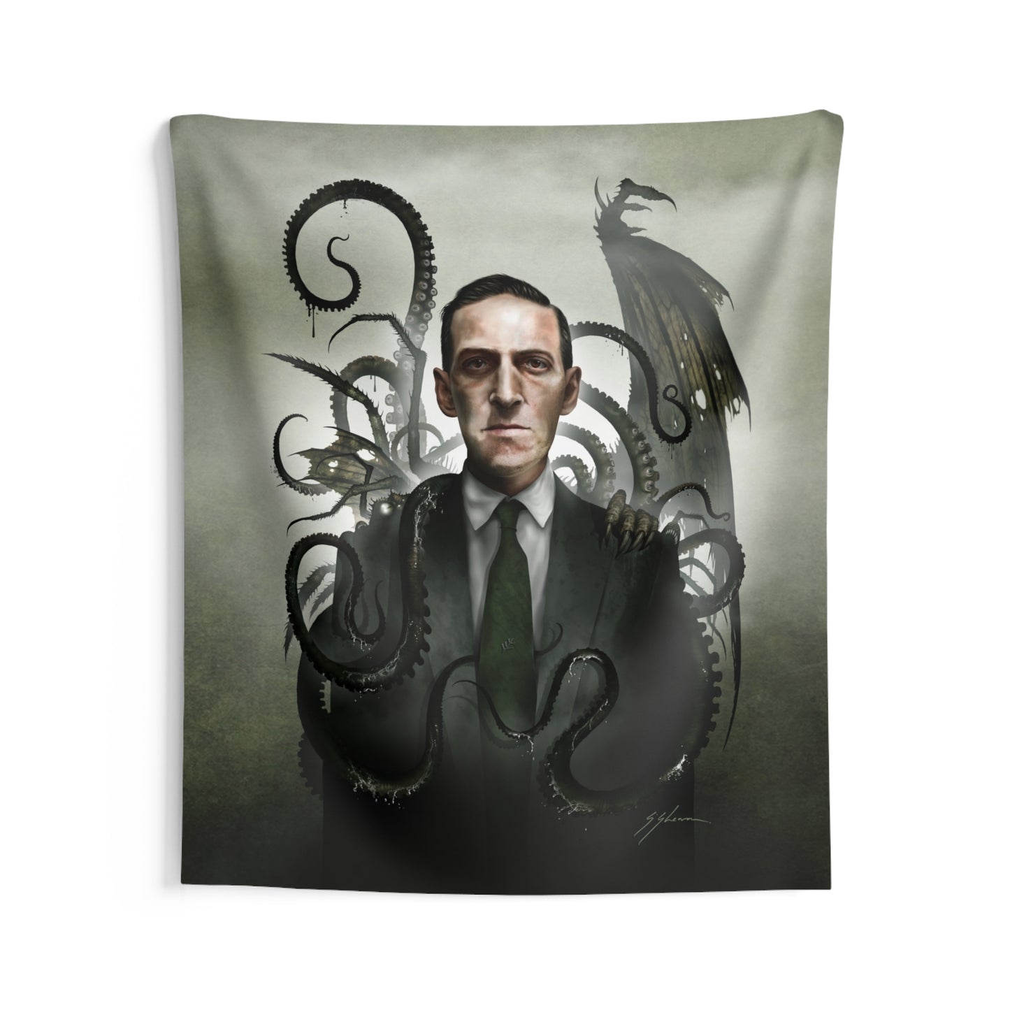 H.P. Lovecraft wall tapestry — Mister Sam Shearon eldritch Old Ones dark art home decor