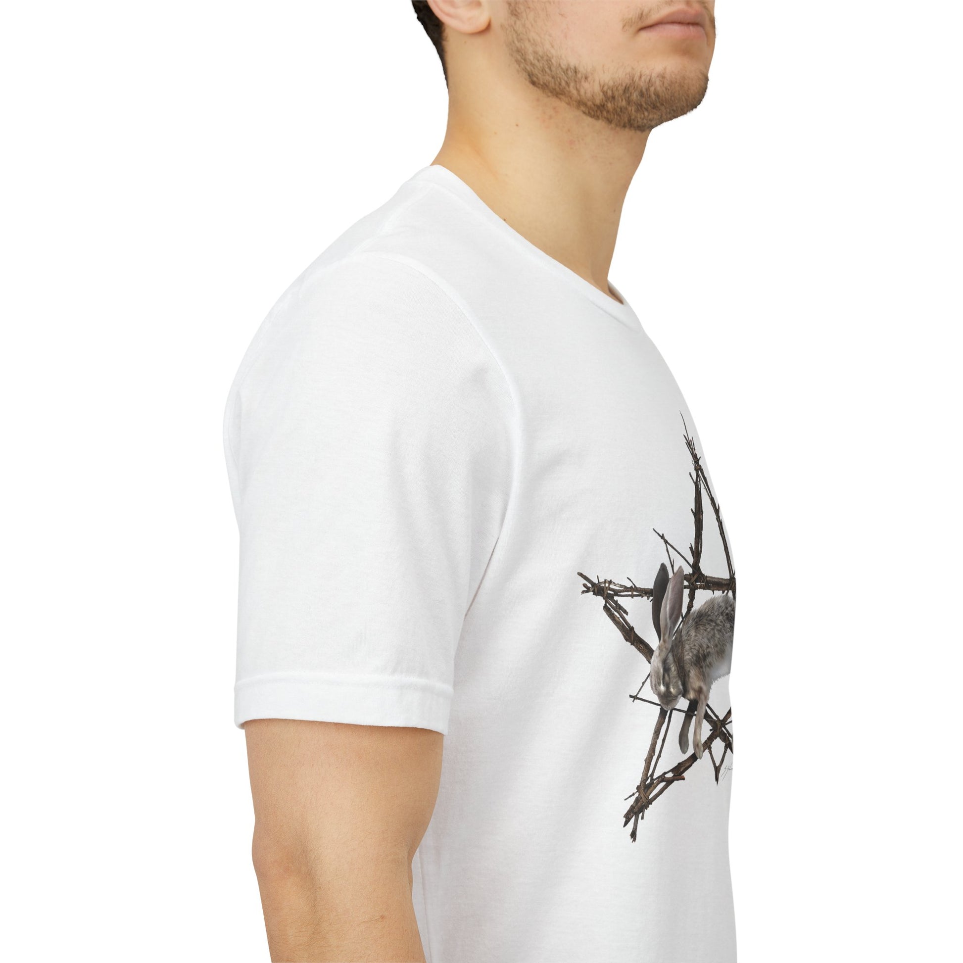Fallen Star shirt — hare and pentagram dark folklore print on unisex jersey