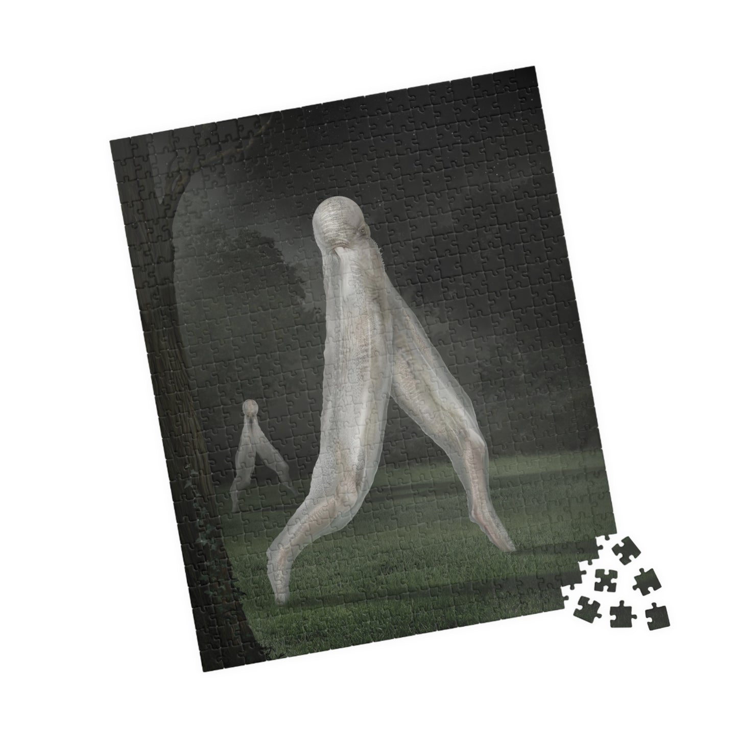 Nightcrawler jigsaw puzzle by Mister Sam Shearon — dark art, cryptid, creepypasta, paranormal, horror, human-made, non-AI. 