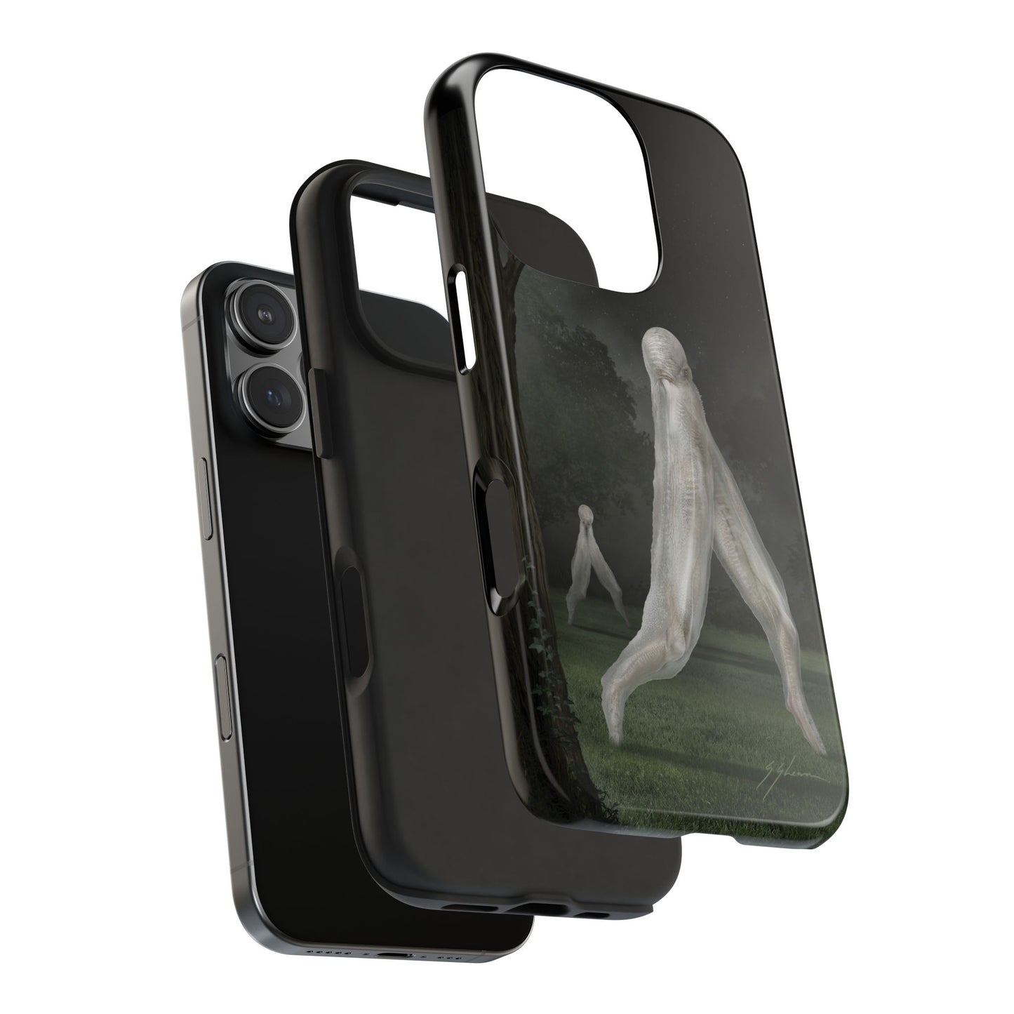 Nightcrawler phone case by Mister Sam Shearon — iPhone, Samsung, dark art, cryptid, creepypasta, paranormal, horror, human-made, non-AI. 
