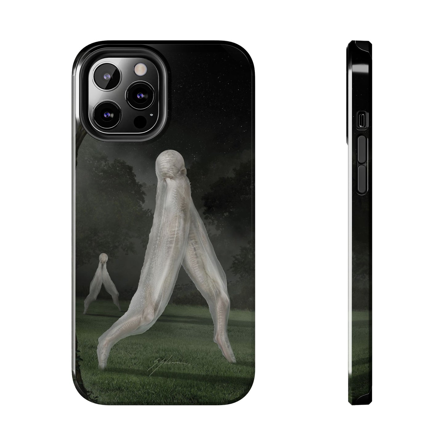 Nightcrawler phone case by Mister Sam Shearon — iPhone, Samsung, dark art, cryptid, creepypasta, paranormal, horror, human-made, non-AI. 