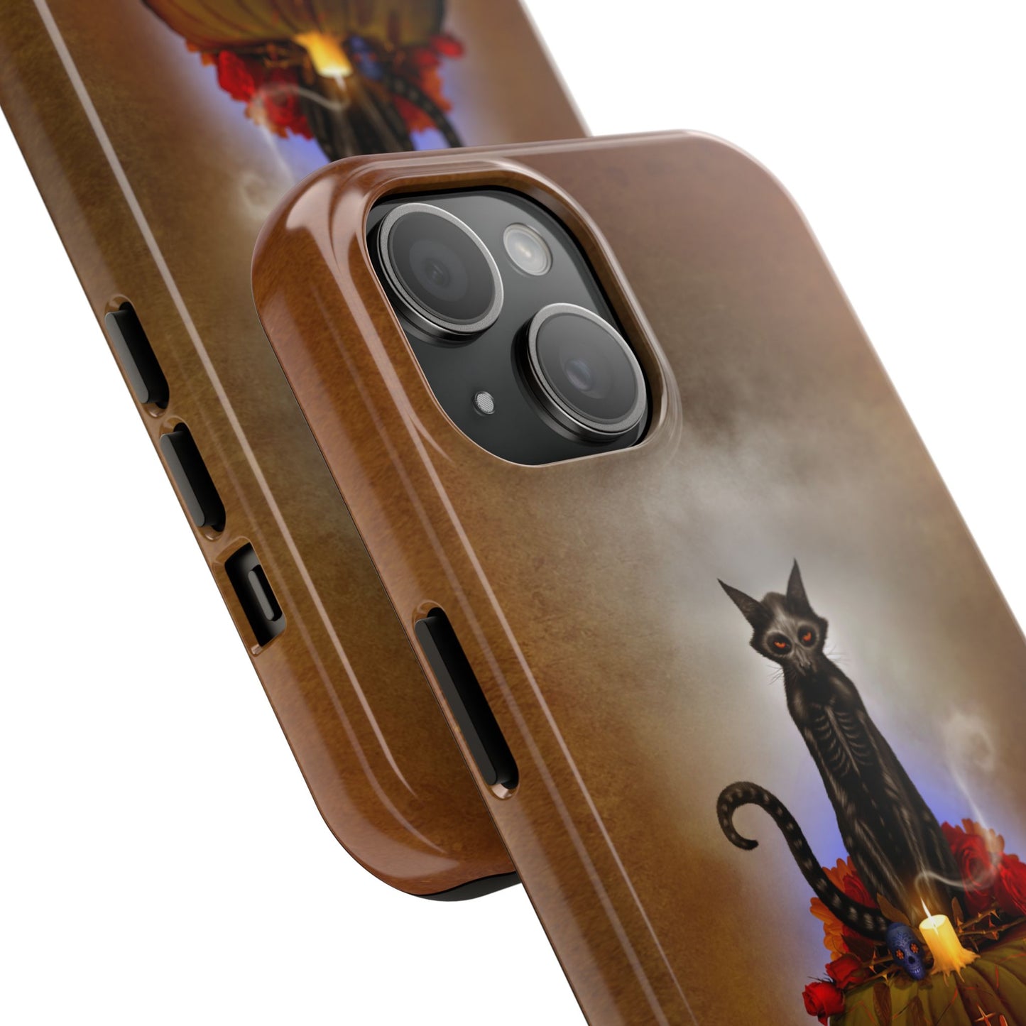 Día De Los Meowtos iPhone case lifestyle — Mister Sam Shearon dark art phone accessory