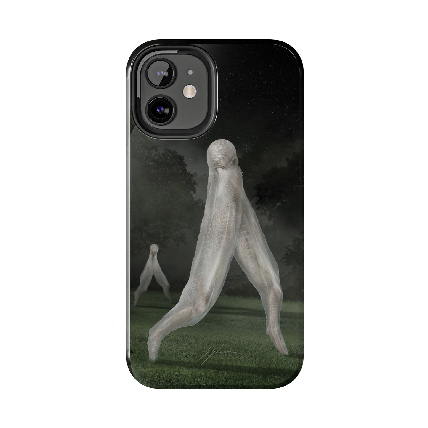 Nightcrawler phone case by Mister Sam Shearon — iPhone, Samsung, dark art, cryptid, creepypasta, paranormal, horror, human-made, non-AI. 