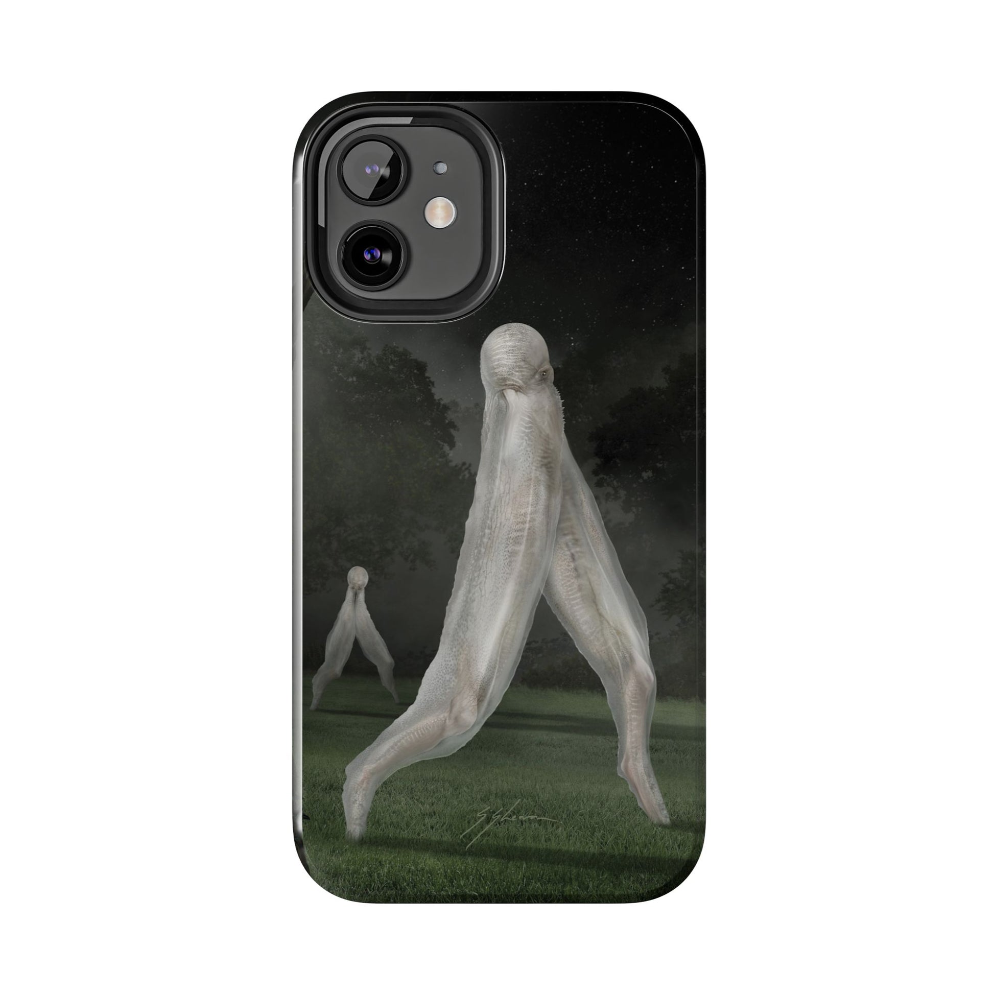 Nightcrawler phone case by Mister Sam Shearon — iPhone, Samsung, dark art, cryptid, creepypasta, paranormal, horror, human-made, non-AI. 
