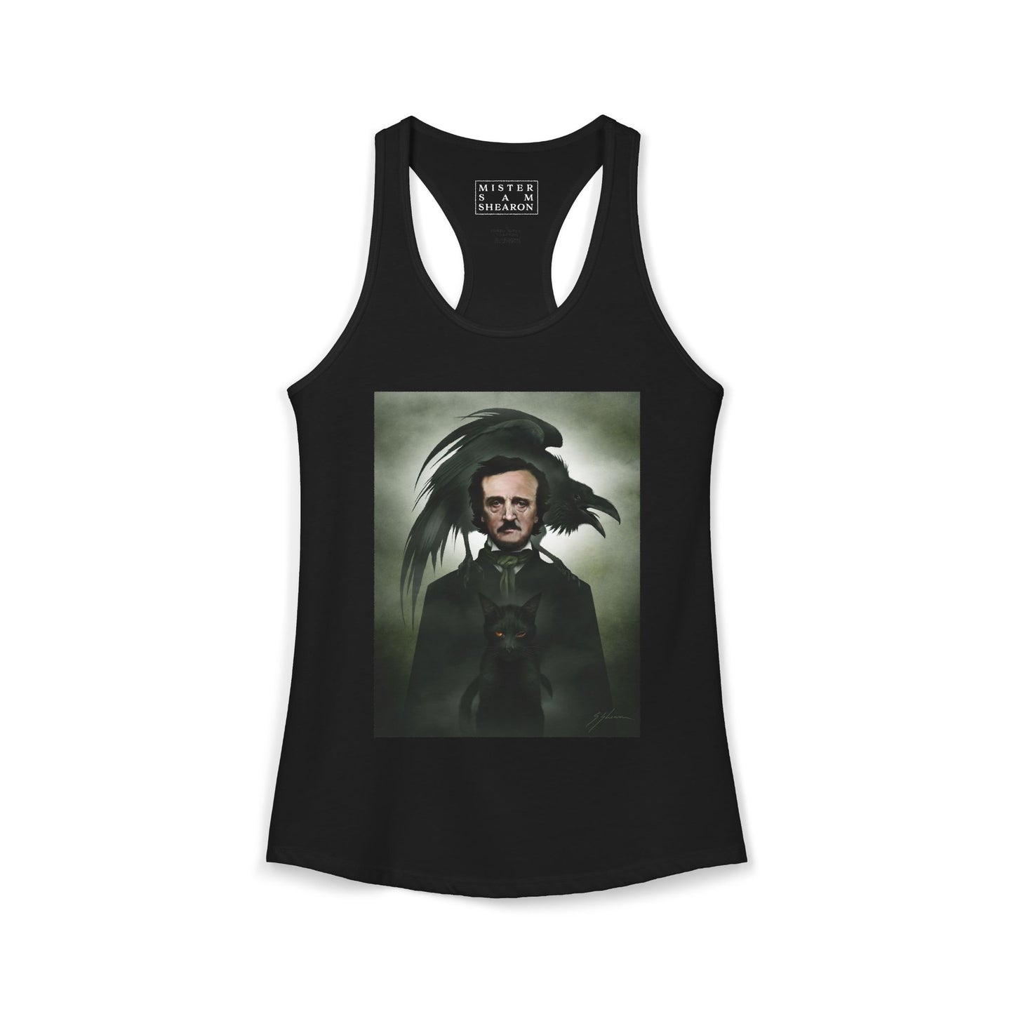 Edgar Allan Poe women's racerback tank — original gothic dark art by Mister Sam Shearon