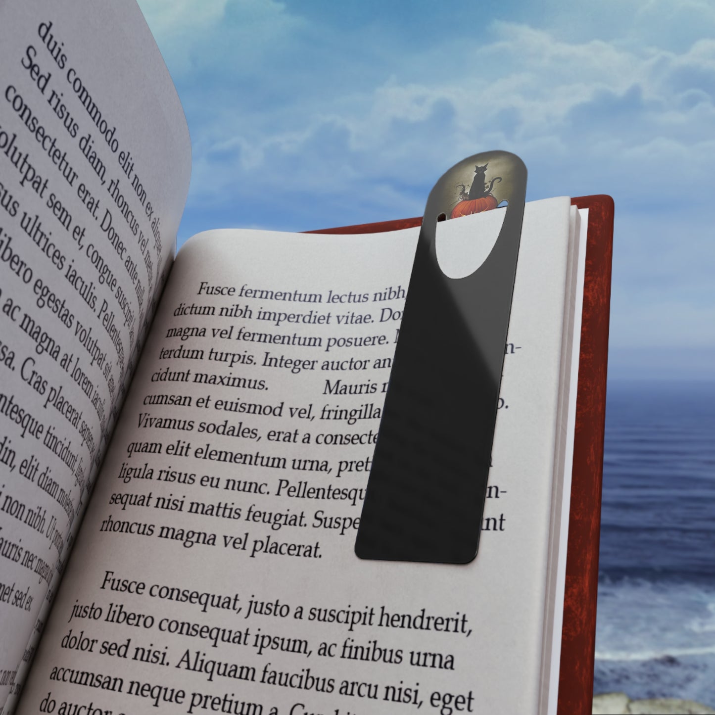 Cat O' Lantern Halloween bookmark — dark art by Mister Sam Shearon