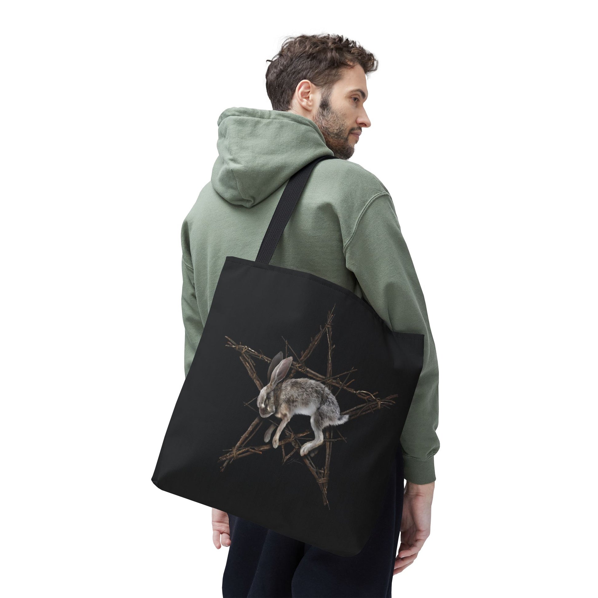 Fallen Star gothic tote — occult pentagram design by Mister Sam Shearon