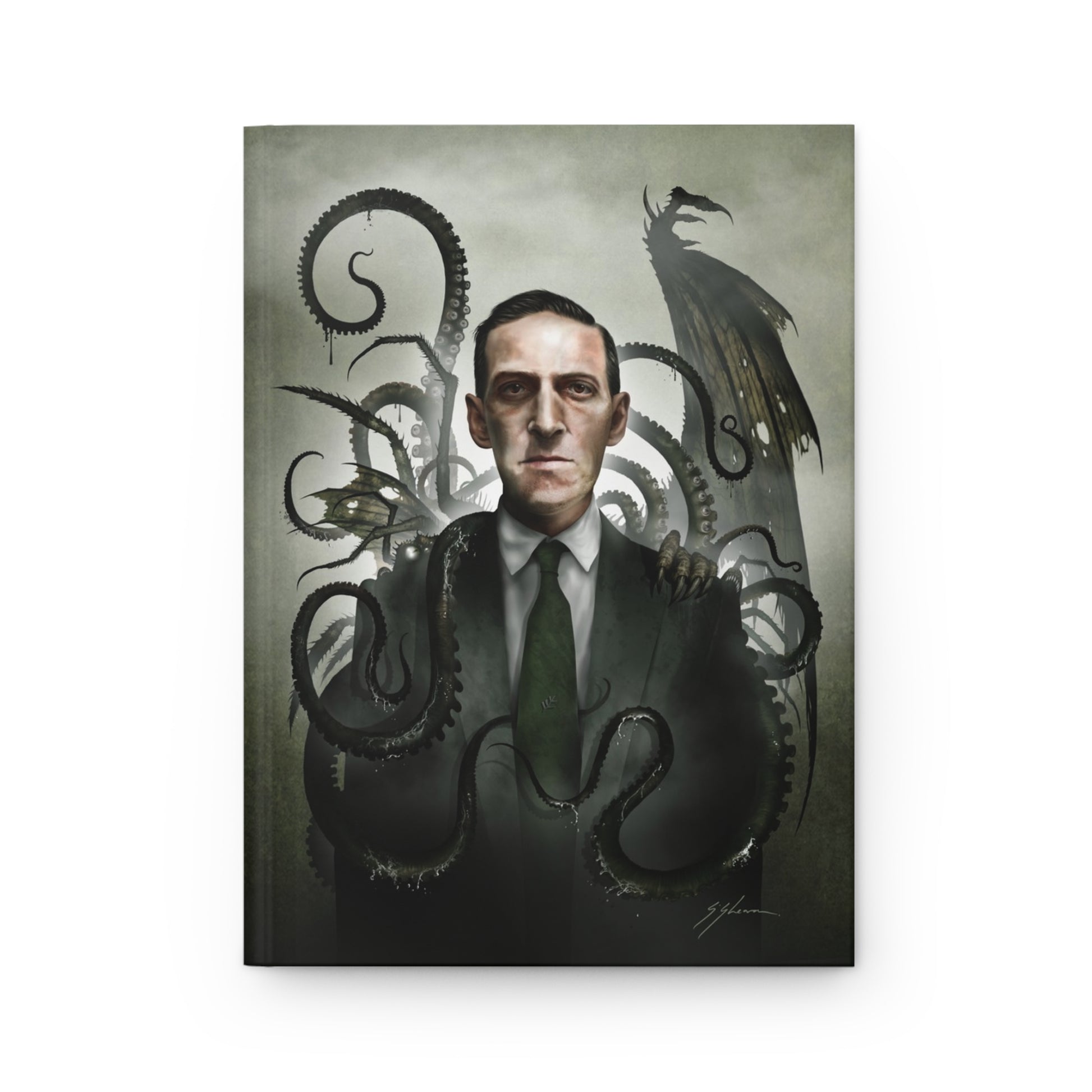 H.P. Lovecraft journal open pages — gothic cosmic horror notebook by Mister Sam Shearon
