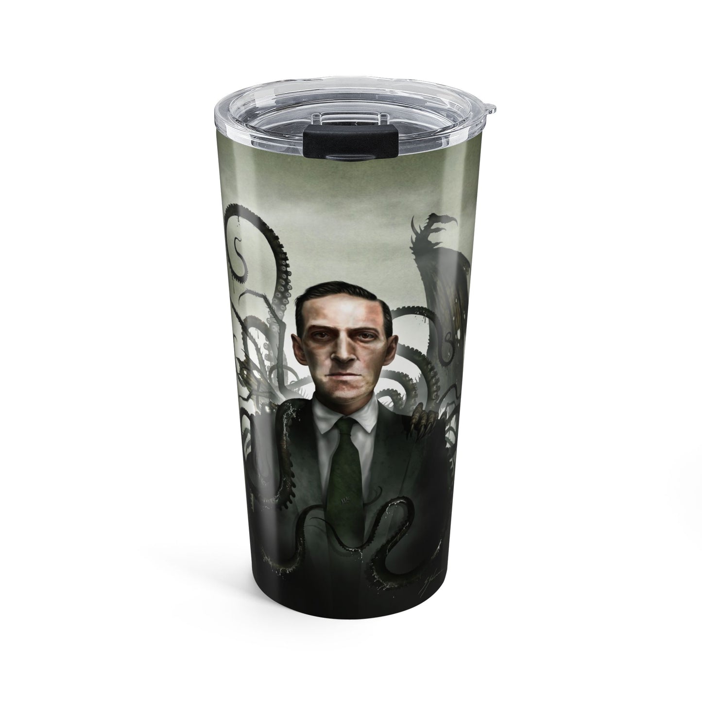 H.P. Lovecraft 20oz tumbler — original cosmic horror dark art by Mister Sam Shearon