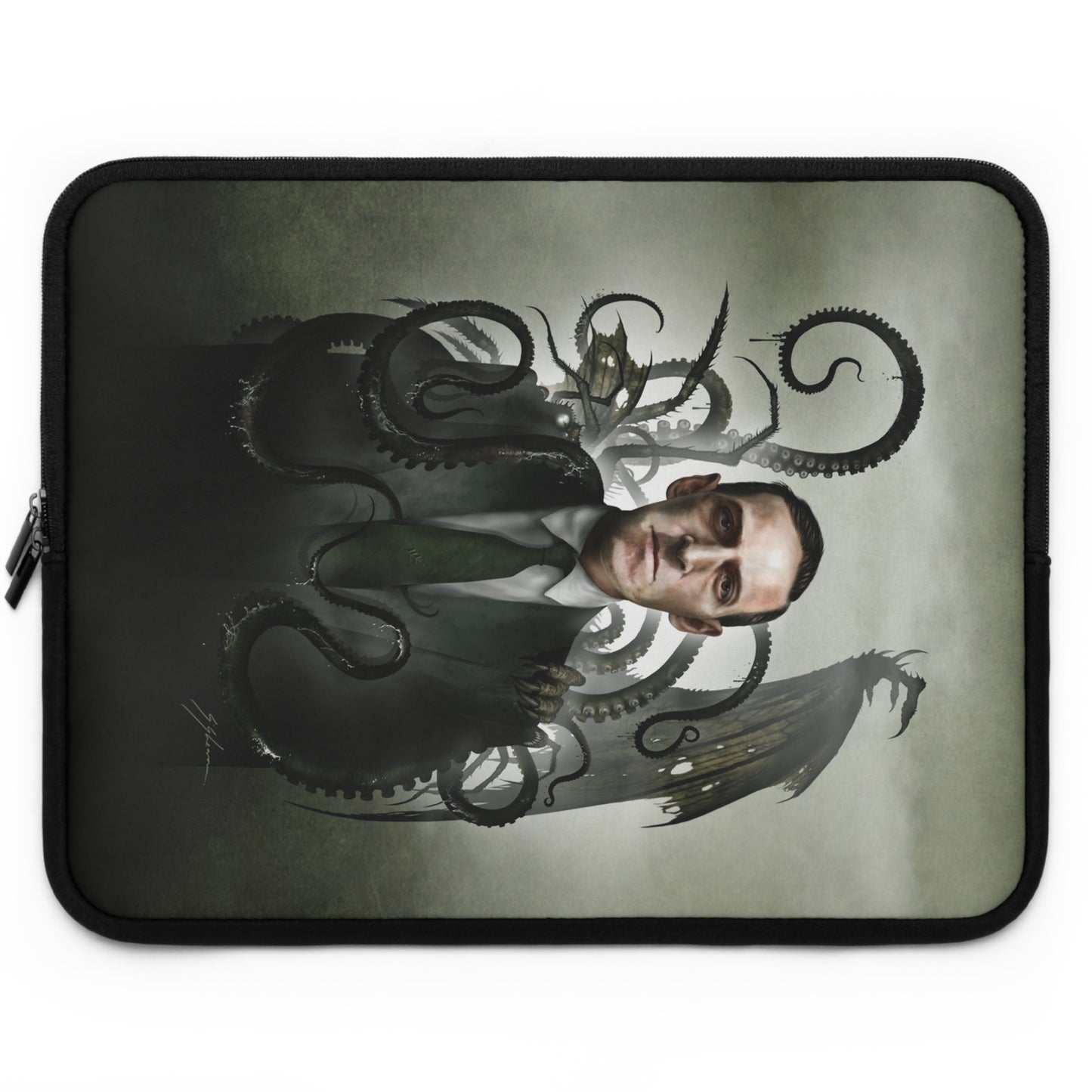 H.P. Lovecraft laptop or tablet sleeve — Mister Sam Shearon dark art, padded protection