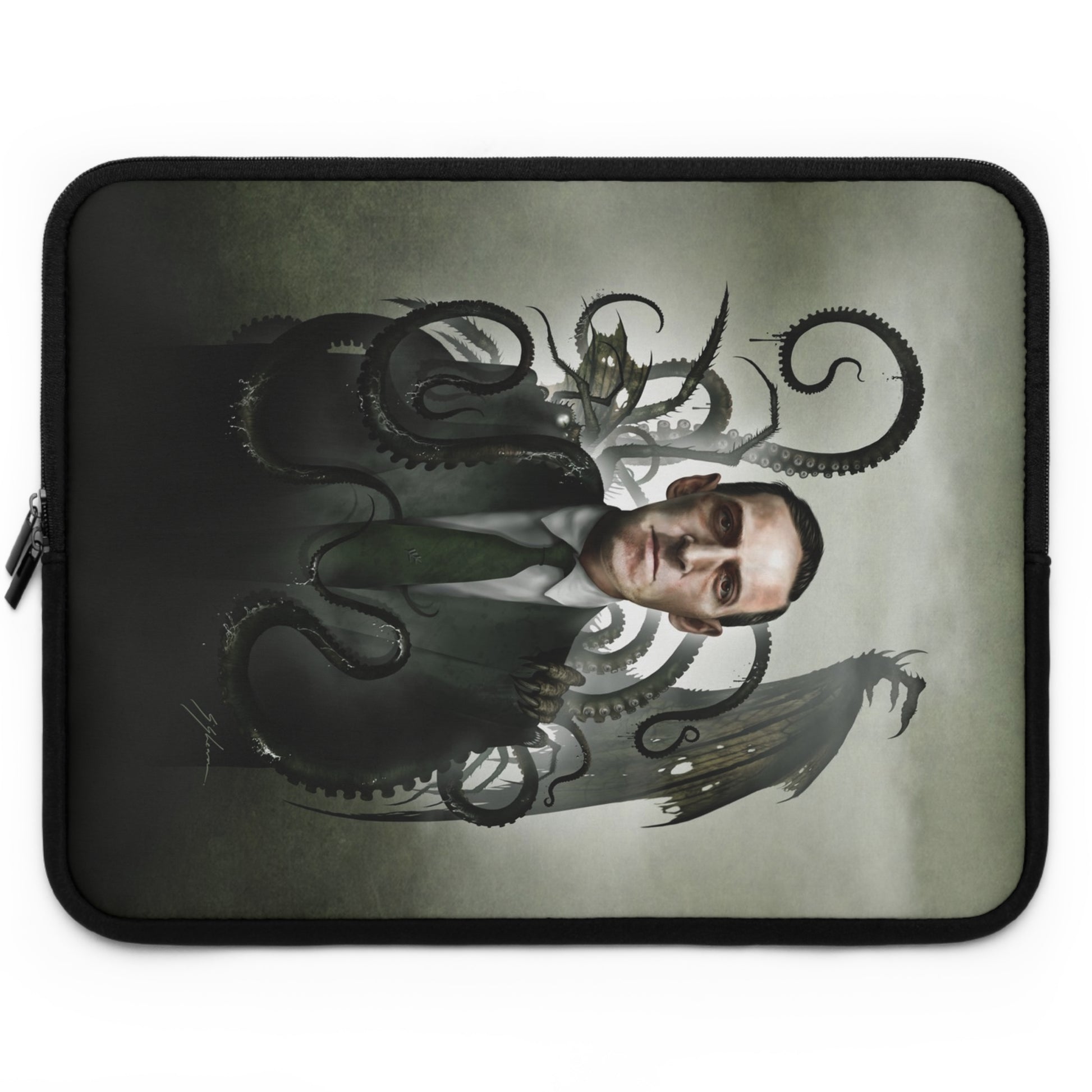 H.P. Lovecraft laptop or tablet sleeve — Mister Sam Shearon dark art, padded protection