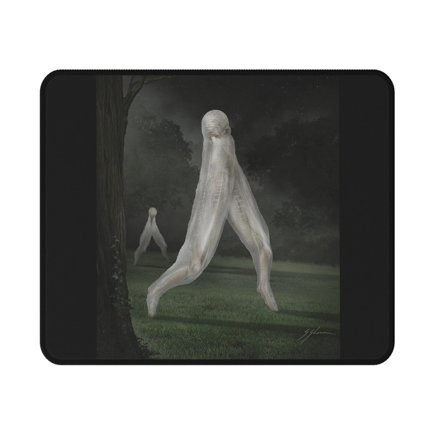 Nightcrawler mousepad top view — Fresno Nightcrawler dark art by Mister Sam Shearon