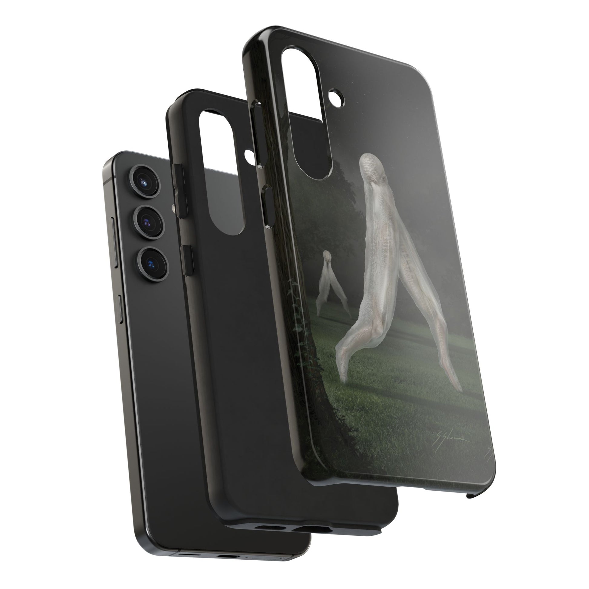 Nightcrawler phone case by Mister Sam Shearon — iPhone, Samsung, dark art, cryptid, creepypasta, paranormal, horror, human-made, non-AI. 