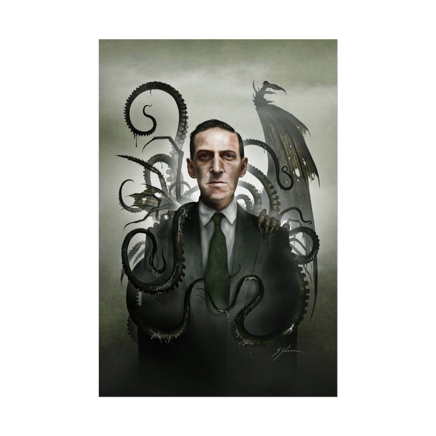H.P. Lovecraft poster 11x14 — eldritch horror dark art by Mister Sam Shearon