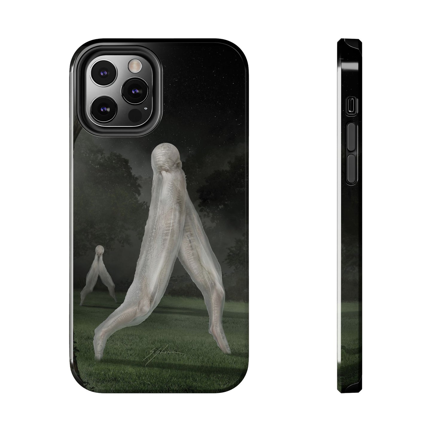 Nightcrawler phone case by Mister Sam Shearon — iPhone, Samsung, dark art, cryptid, creepypasta, paranormal, horror, human-made, non-AI. 
