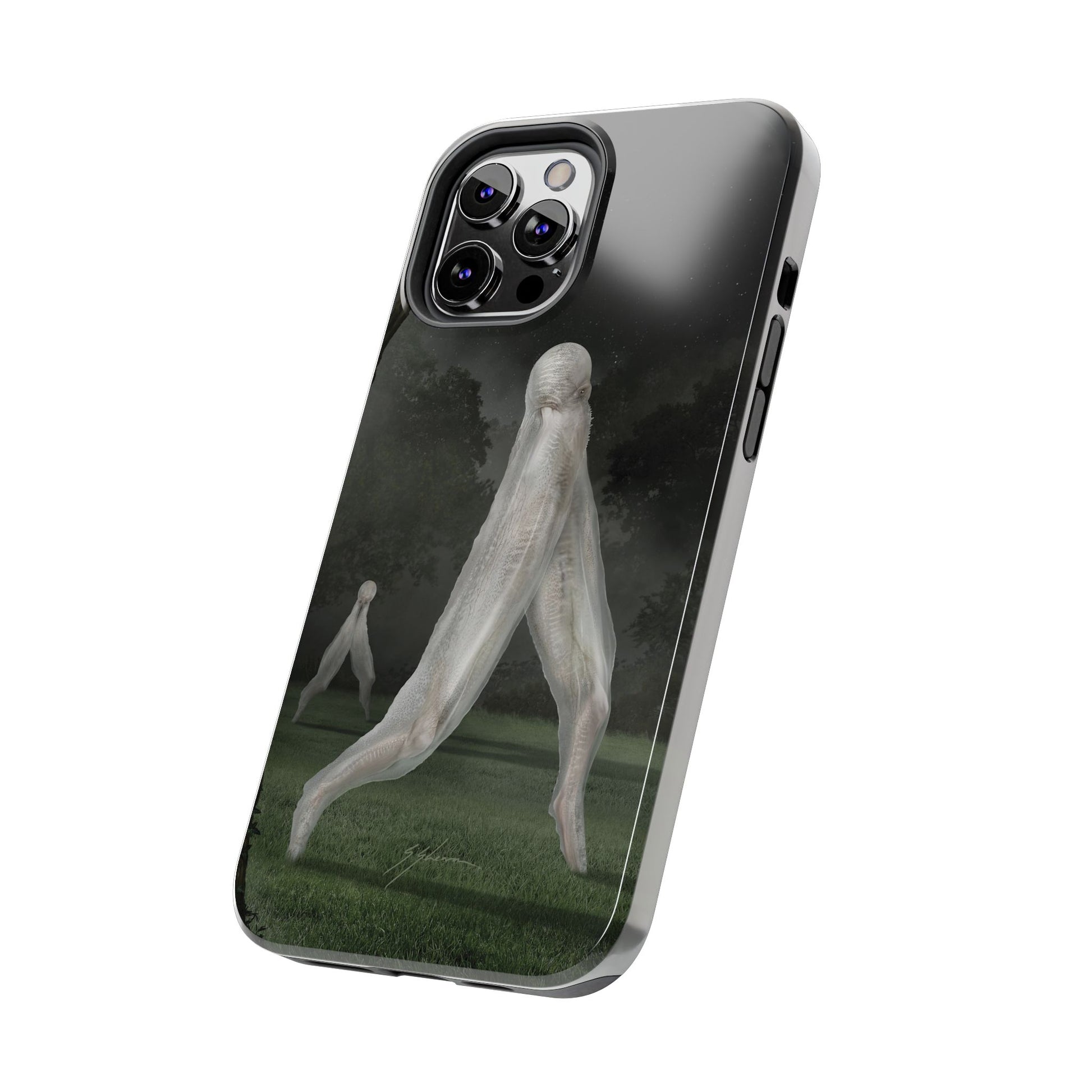 Nightcrawler phone case by Mister Sam Shearon — iPhone, Samsung, dark art, cryptid, creepypasta, paranormal, horror, human-made, non-AI. 