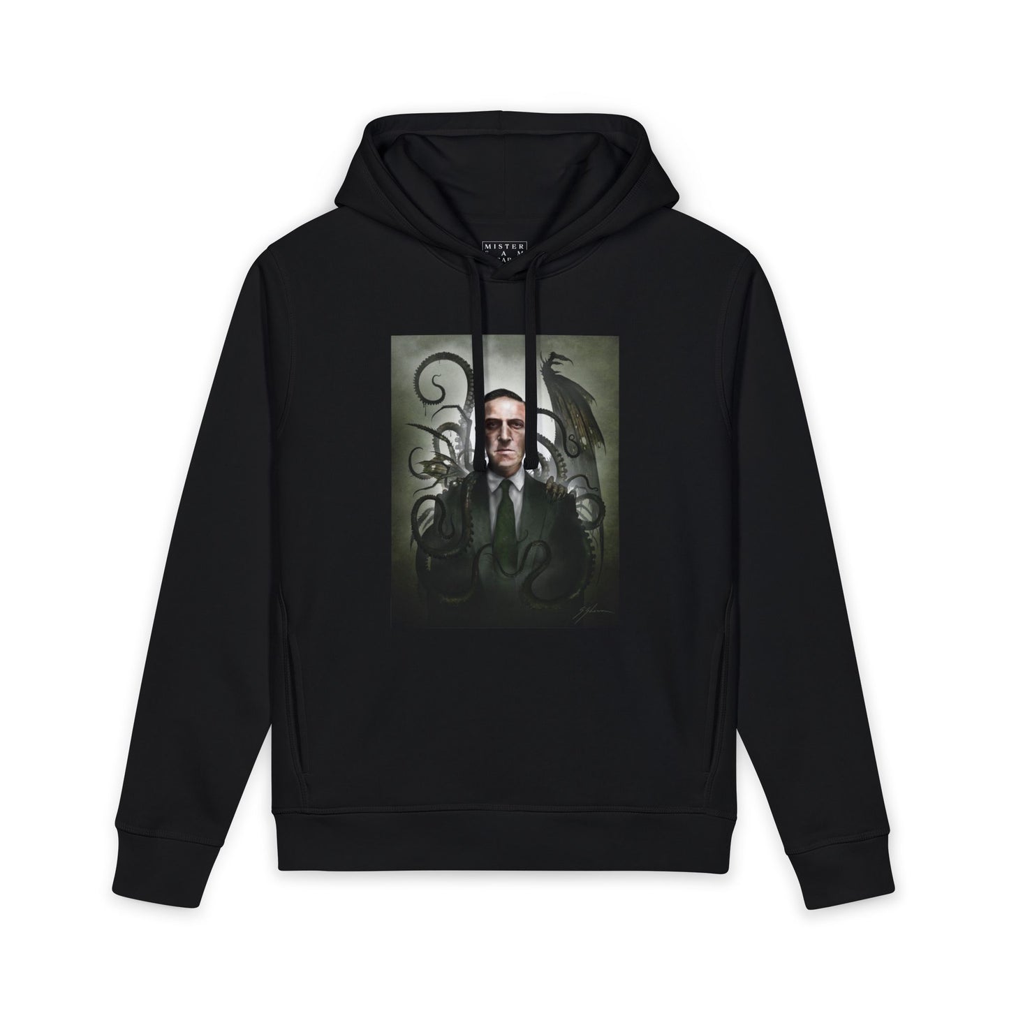 H.P. Lovecraft unisex hoodie — original cosmic horror dark art portrait by Mister Sam Shearon