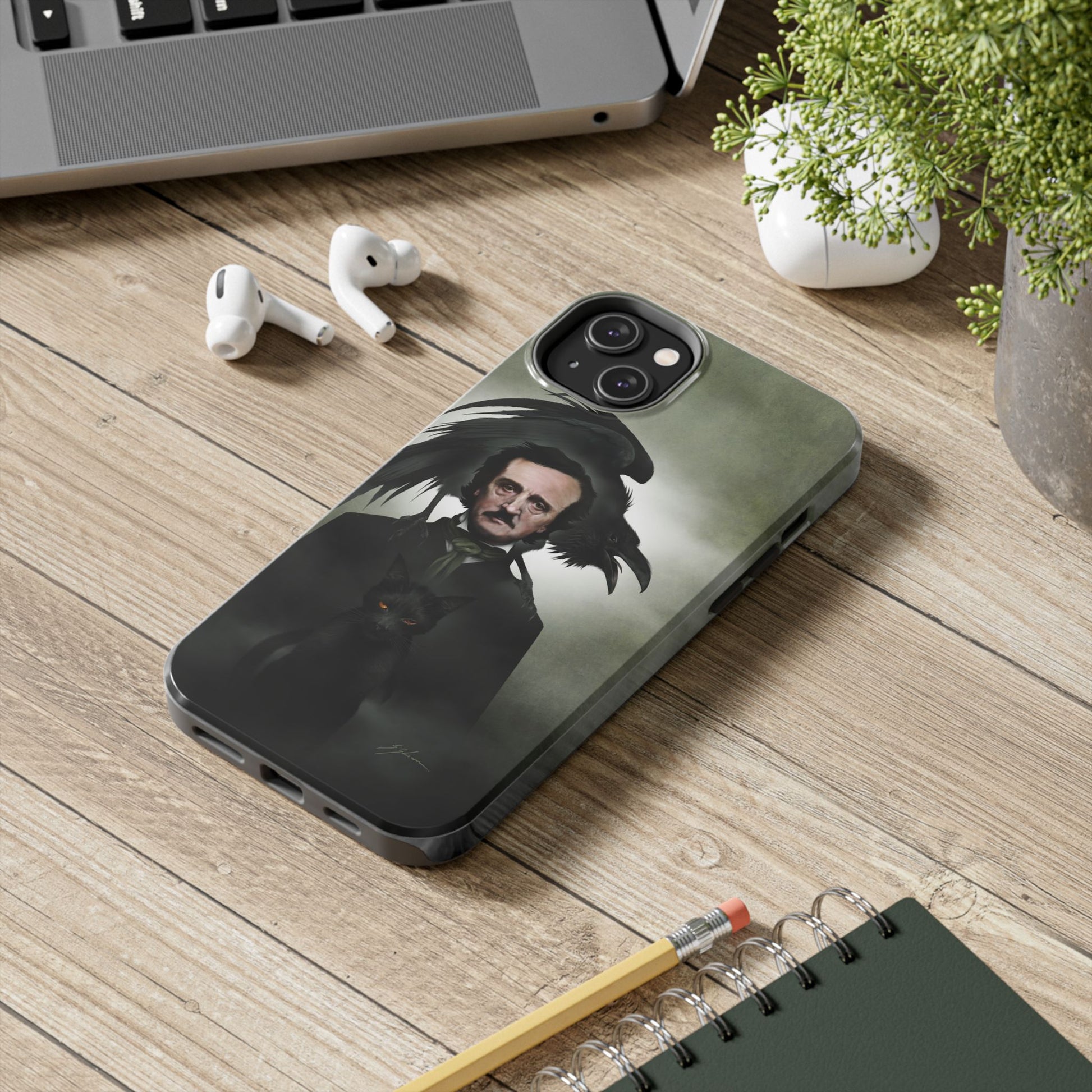 Edgar Allan Poe Samsung case — The Raven dark art phone case by Mister Sam Shearon