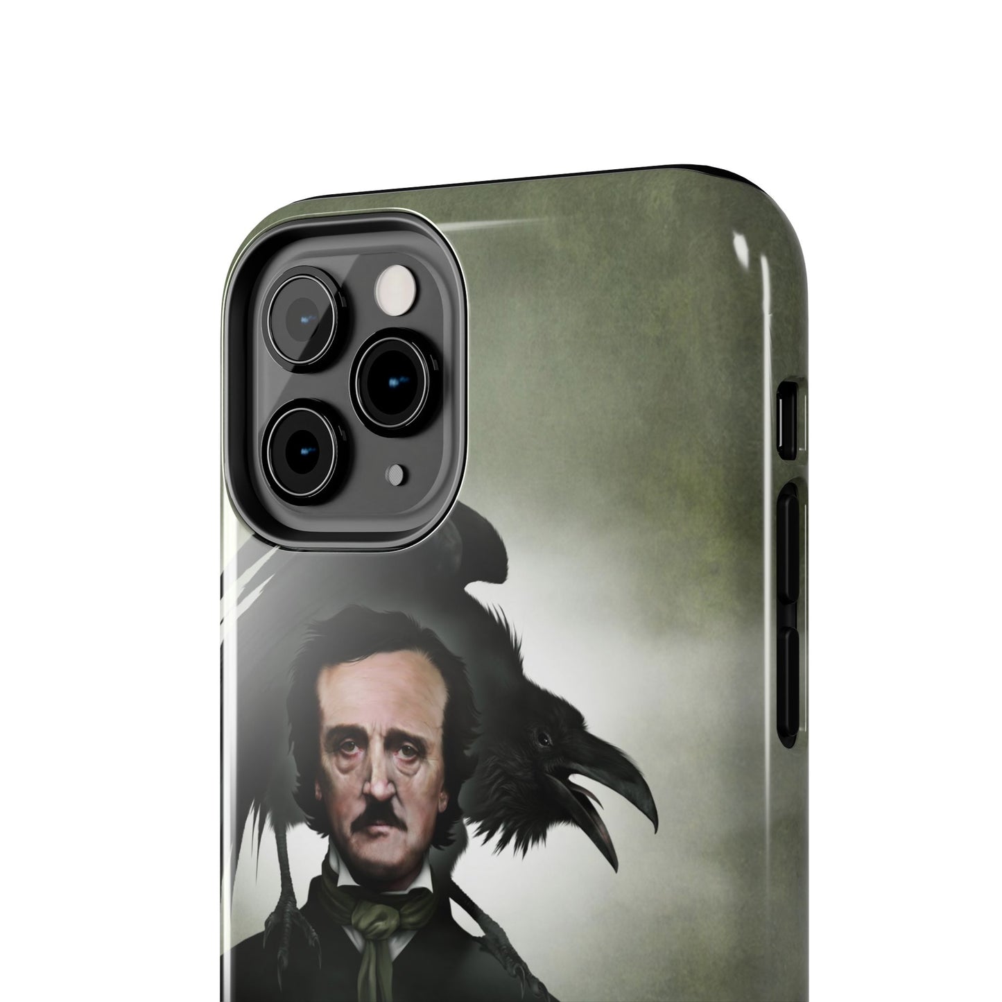 Edgar Allan Poe iPhone case back — gothic literary dark art by Mister Sam Shearon