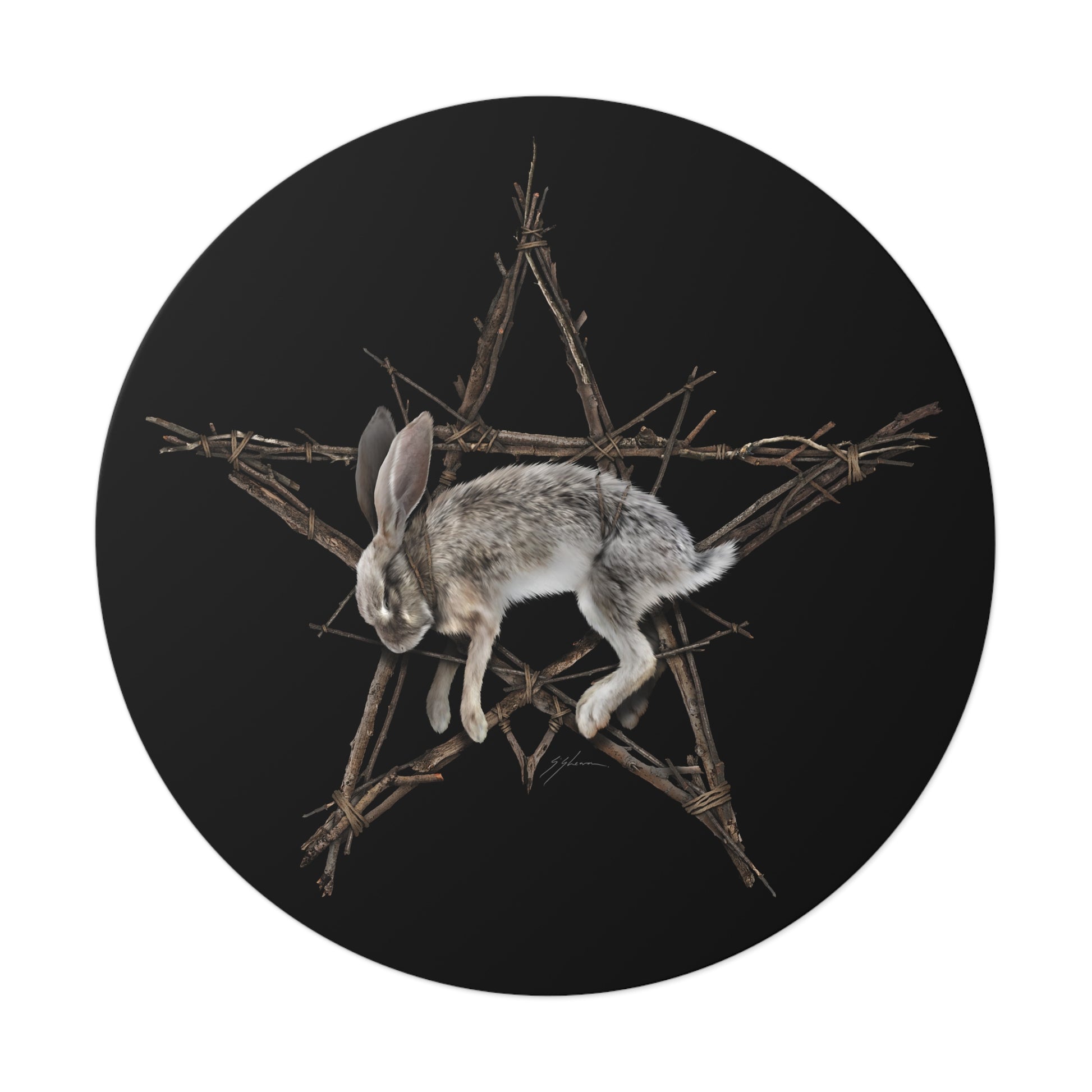 Fallen Star round vinyl sticker — original witchcraft dark art by Mister Sam Shearon
