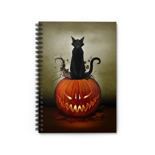 Cat O' Lantern spiral notebook — Halloween dark art by Mister Sam Shearon