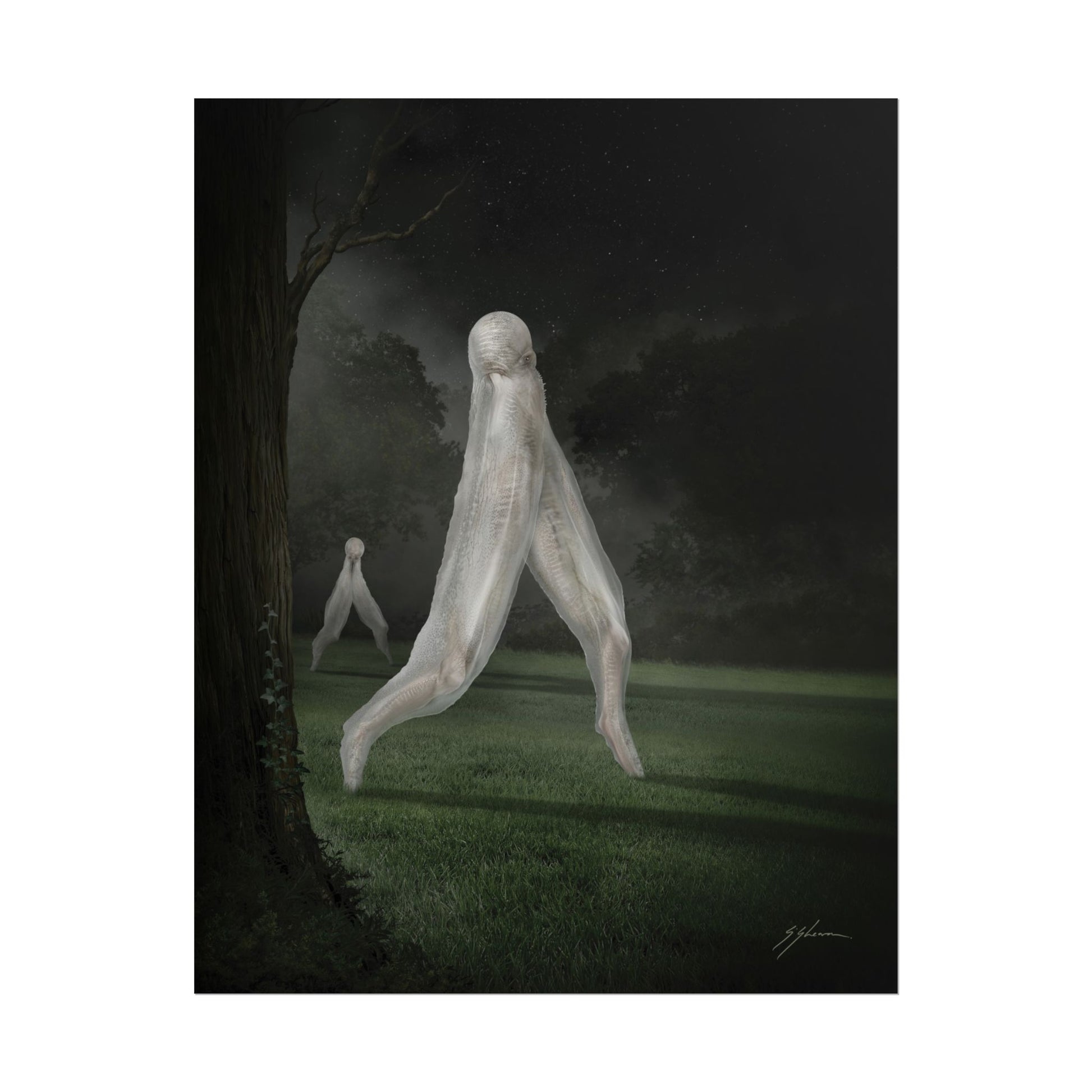 Nightcrawler rolled poster print — original cryptid dark art by Mister Sam Shearon
