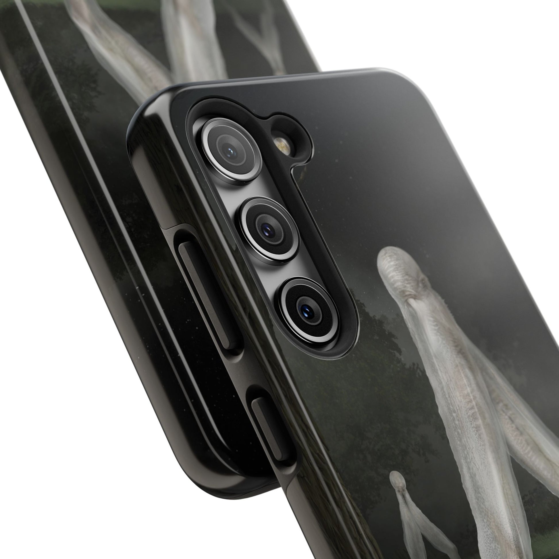 Nightcrawler phone case by Mister Sam Shearon — iPhone, Samsung, dark art, cryptid, creepypasta, paranormal, horror, human-made, non-AI. 