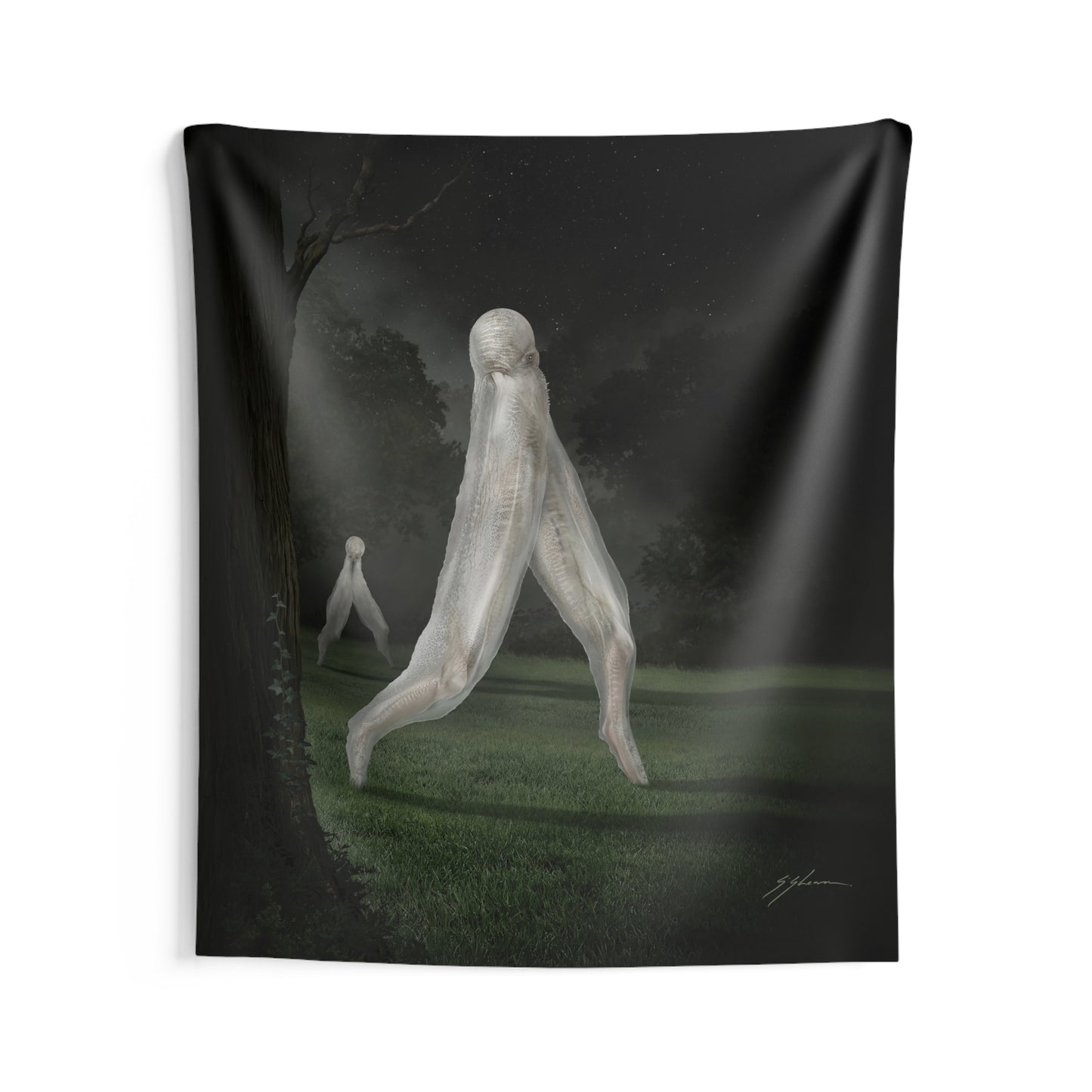 Nightcrawler wall tapestry — Mister Sam Shearon eldritch cryptid dark art home decor