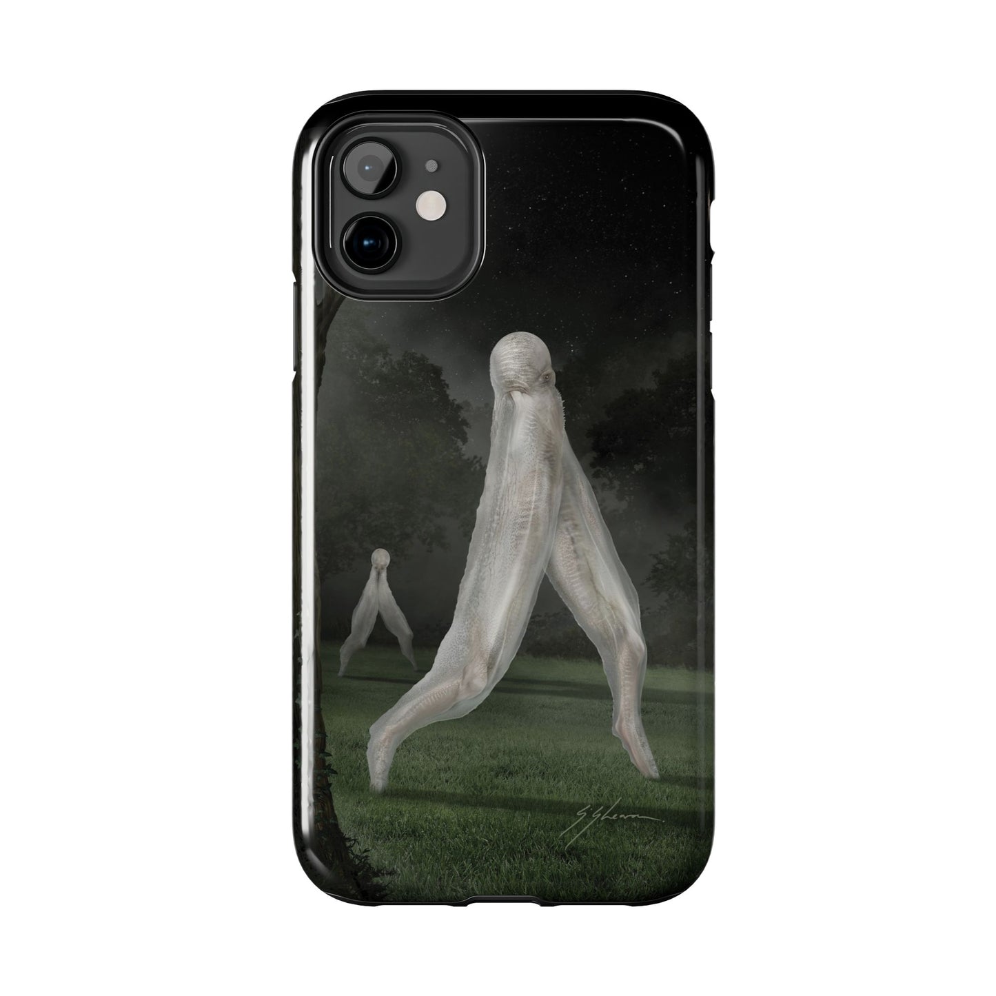 Nightcrawler phone case by Mister Sam Shearon — iPhone, Samsung, dark art, cryptid, creepypasta, paranormal, horror, human-made, non-AI. 