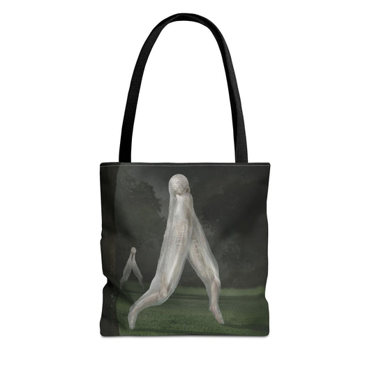 Nightcrawler AOP tote bag — original cryptid dark art by Mister Sam Shearon