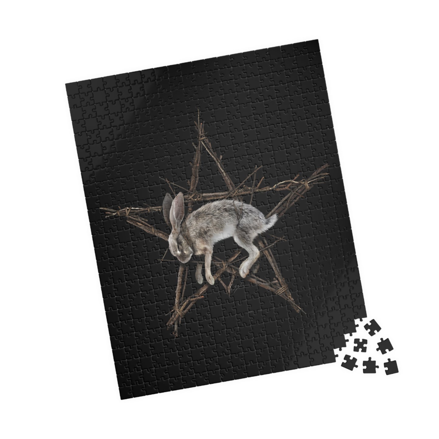 Fallen Star witchcraft jigsaw — 252 piece laminated puzzle with occult rabbit print